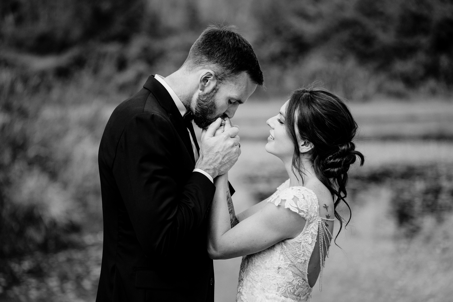 Bride and groom portrait session at Cloghan Castle with Claude Lancaster wedding elegance