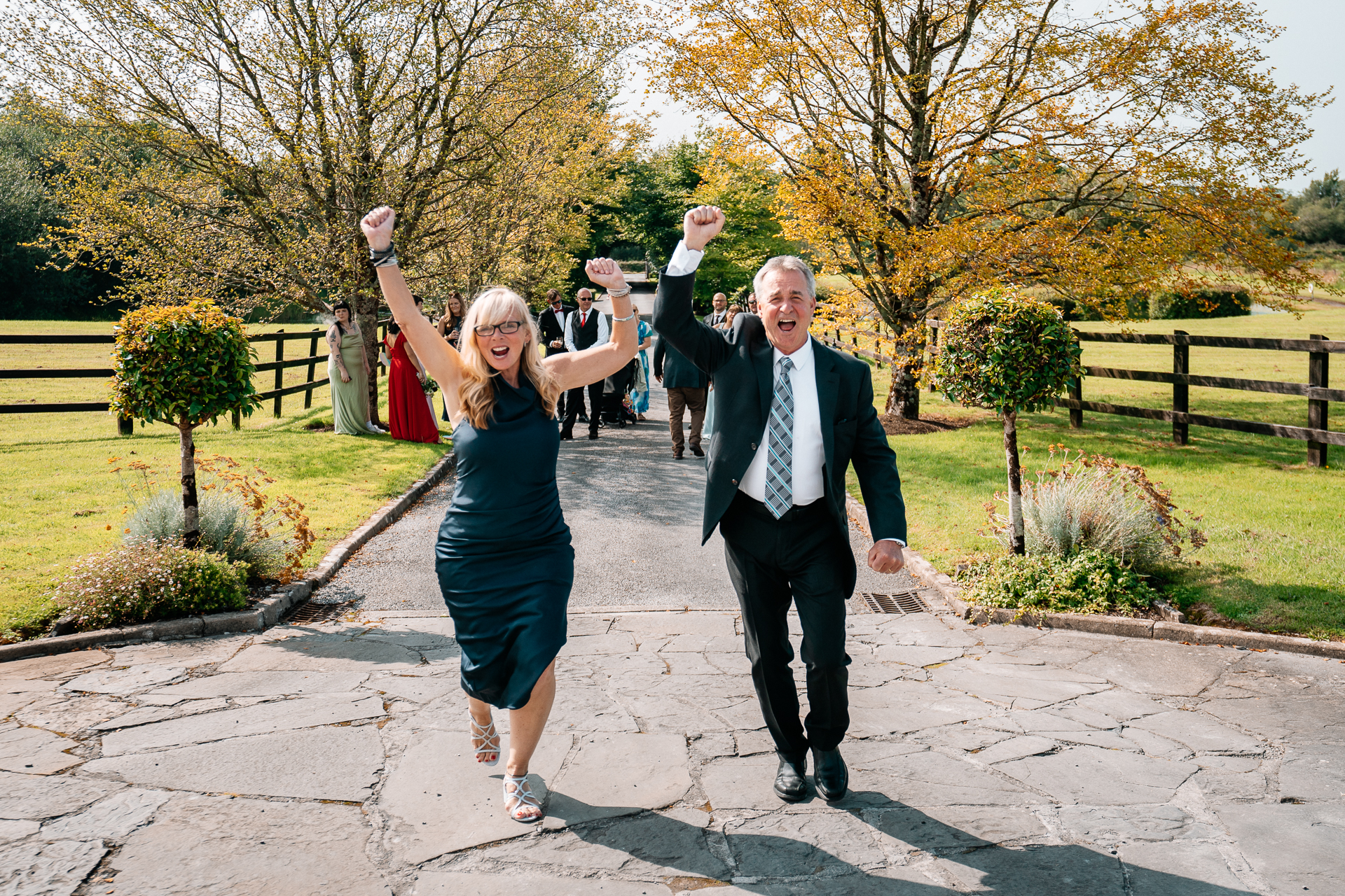 Bridal party portraits in front of Cloghan Castle during destination wedding