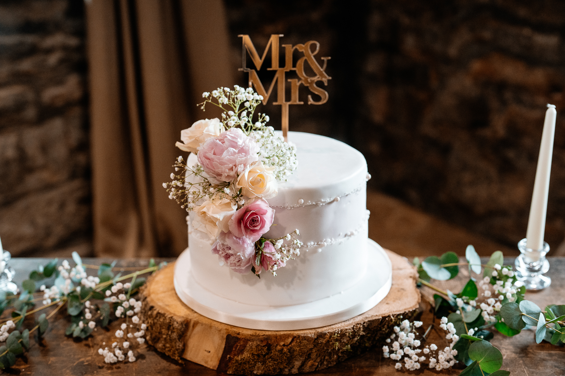 Elegant wedding dinner setup in the dining room of Cloghan Castle