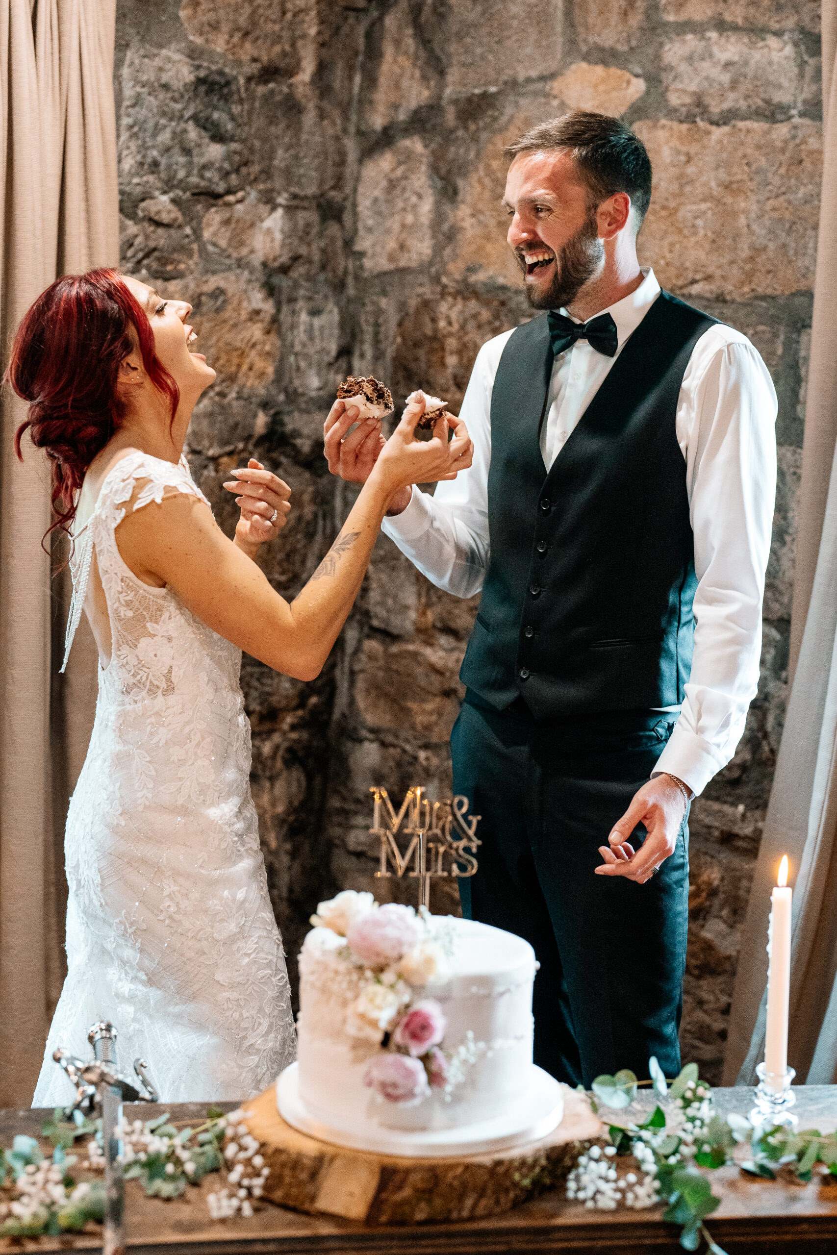 Elegant wedding dinner setup in the dining room of Cloghan Castle
