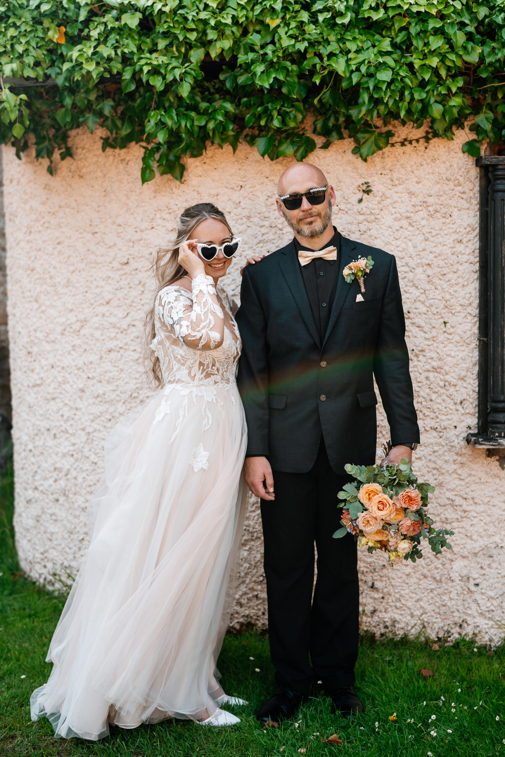 Bride and groom portrait session around the castle grounds of Kinnity Castle Hotel.