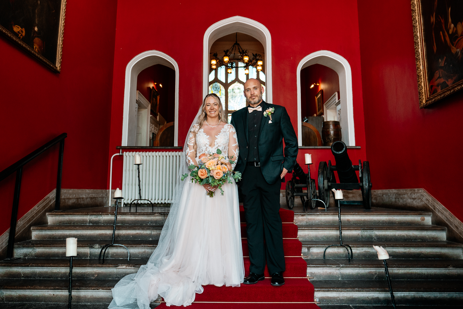Bride and groom portrait session around the castle grounds of Kinnity Castle Hotel.