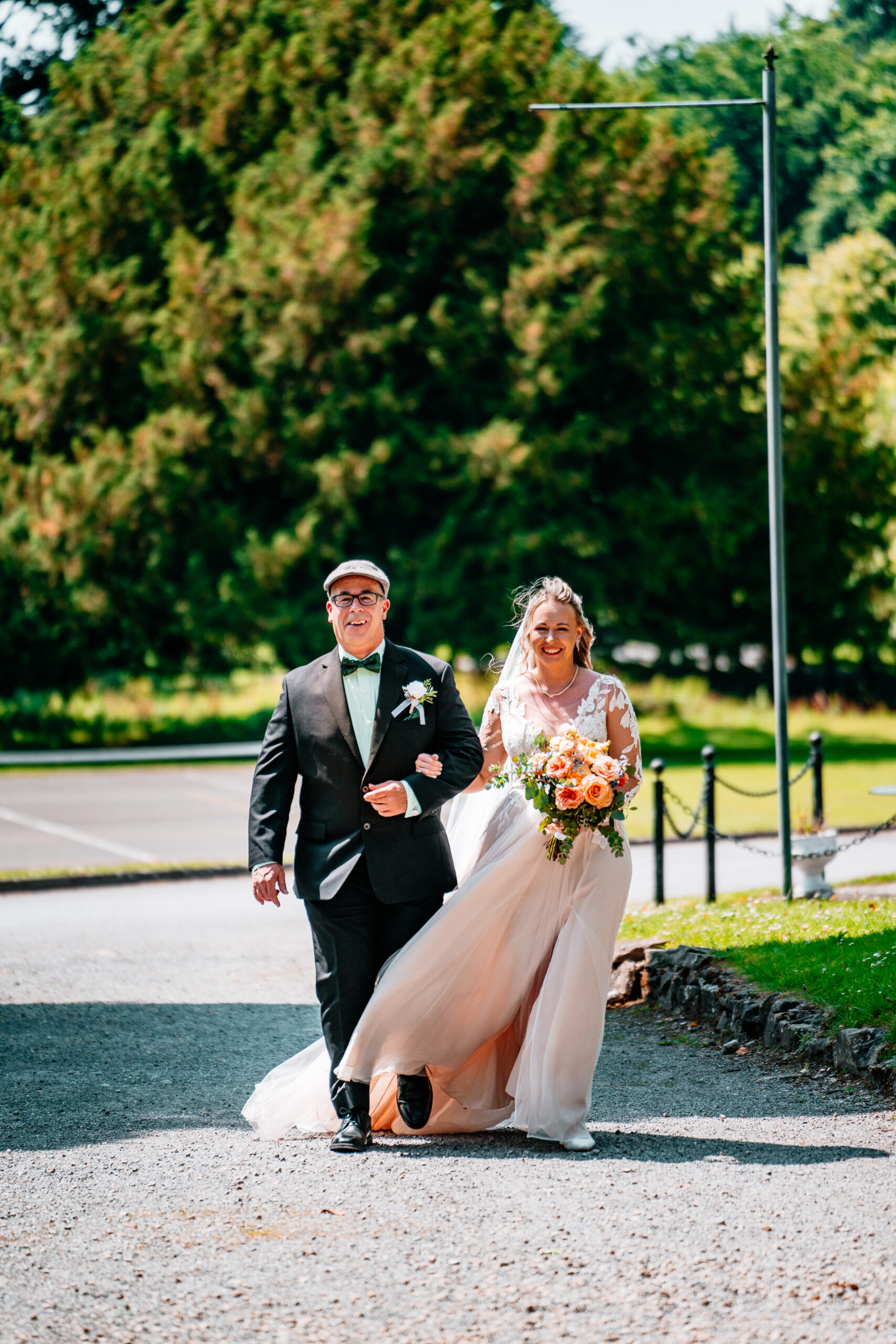 Outdoor wedding ceremony in the gardens of Kinnity Castle Hotel, Ireland.