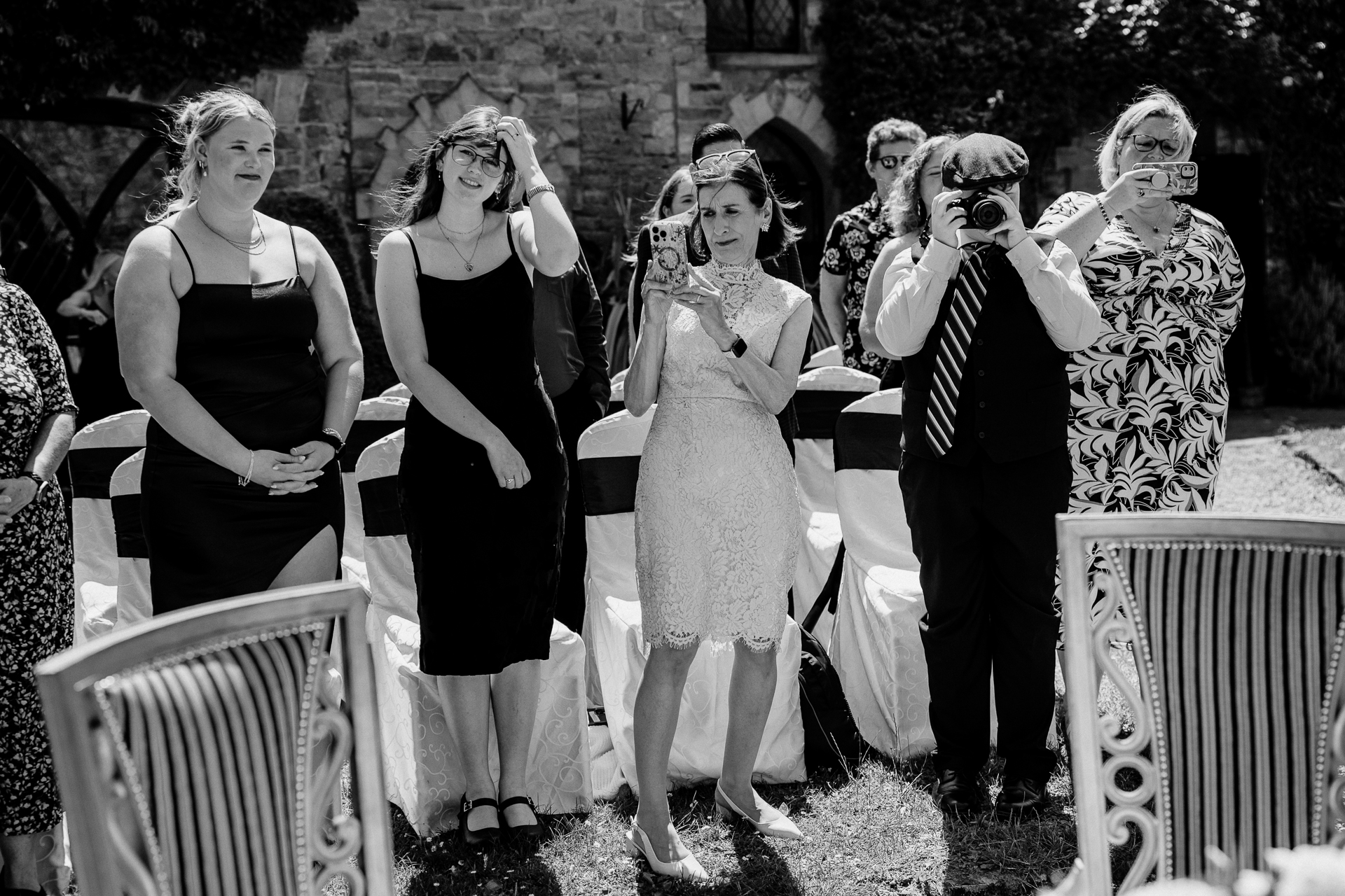 Outdoor wedding ceremony in the gardens of Kinnity Castle Hotel, Ireland.
