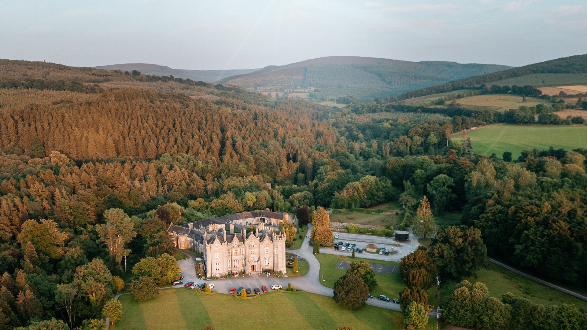 Bride and groom getting ready at Kinnity Castle Hotel for their destination wedding in Ireland.