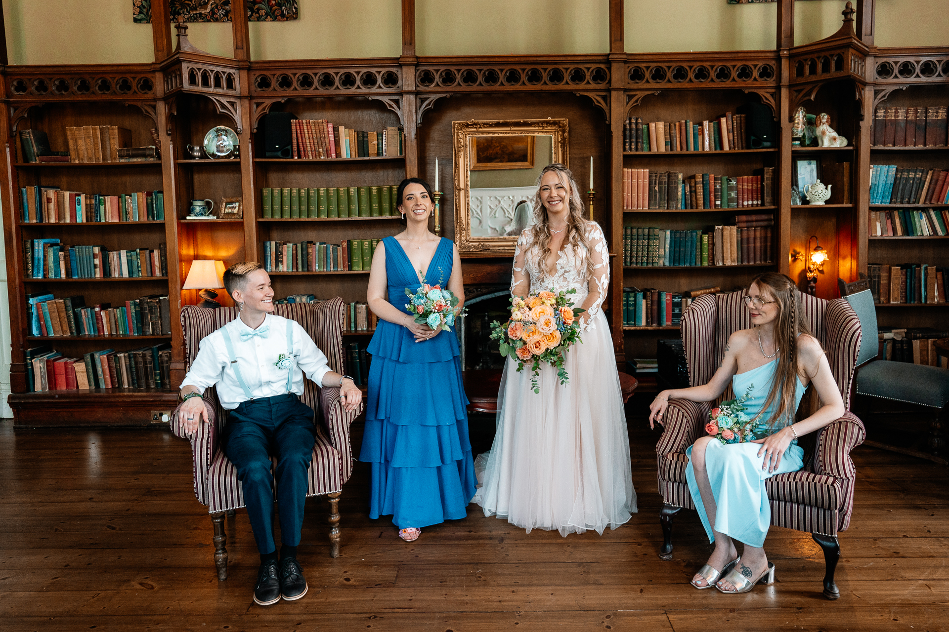 Bride and groom getting ready at Kinnity Castle Hotel for their destination wedding in Ireland.