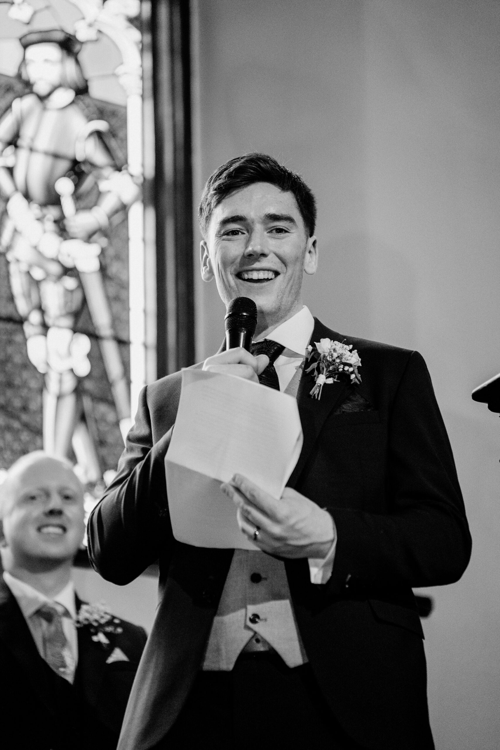 Best man delivering a funny speech at Markree Castle wedding reception

