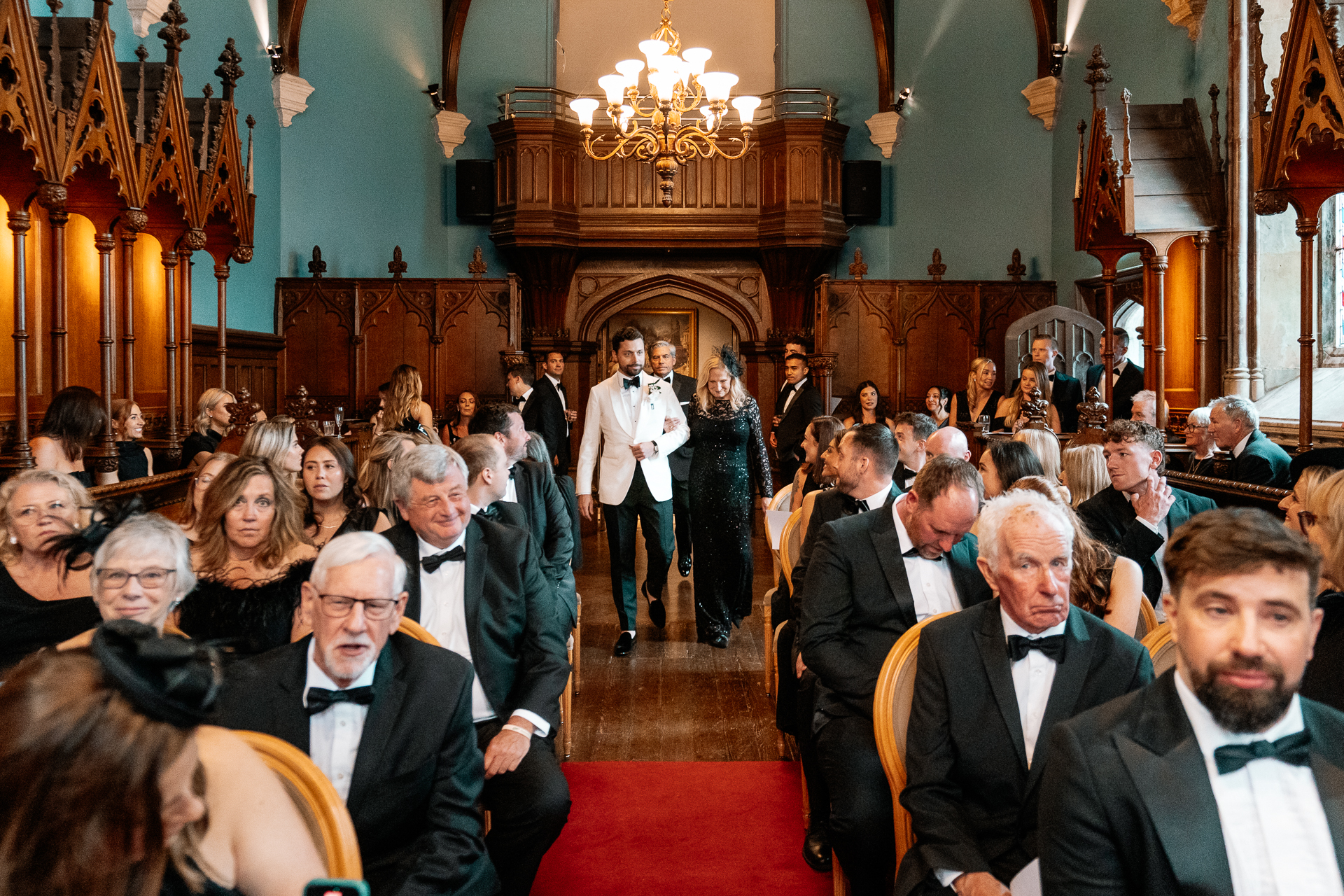 Emotional wedding ceremony inside the chapel of Markree Castle, with personal vows and elegant details