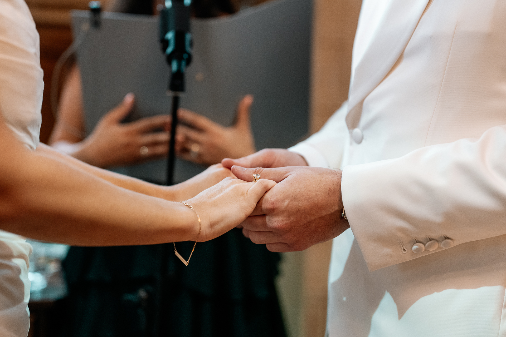 Emotional wedding ceremony inside the chapel of Markree Castle, with personal vows and elegant details
