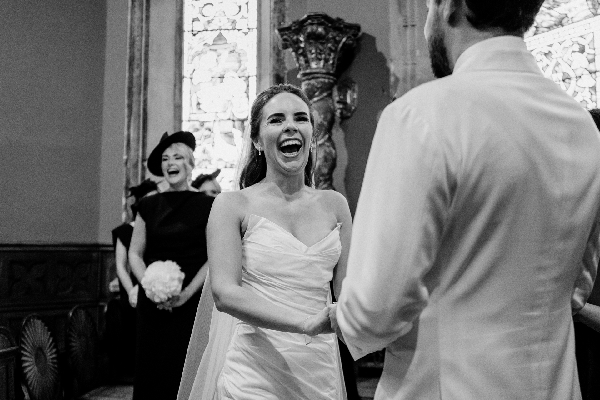 Emotional wedding ceremony inside the chapel of Markree Castle, with personal vows and elegant details