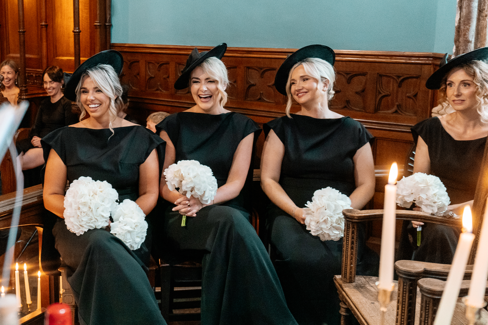 Emotional wedding ceremony inside the chapel of Markree Castle, with personal vows and elegant details