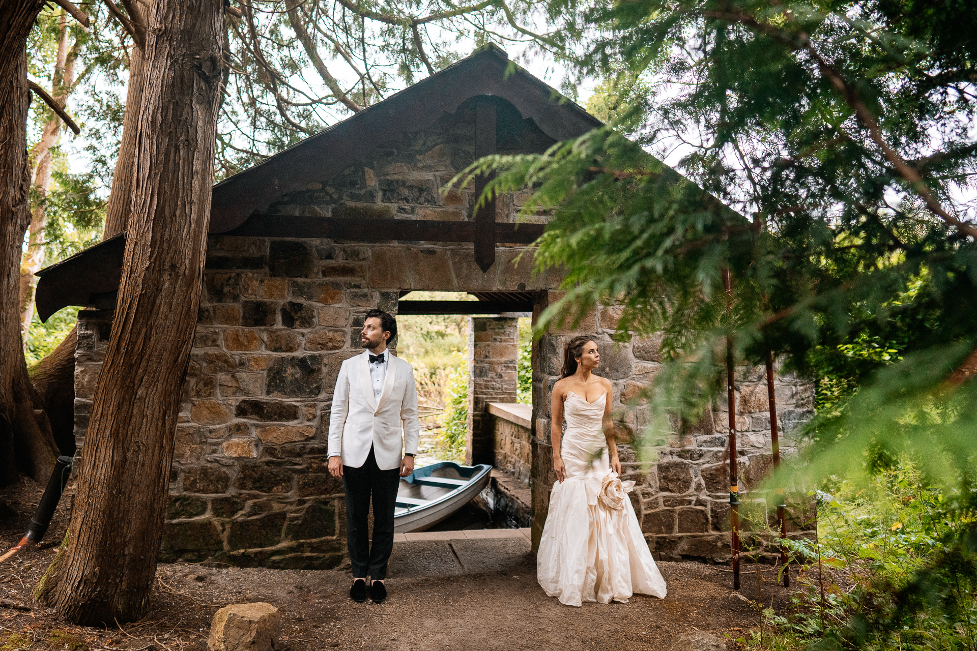 Bride and groom portraits around the gardens, boathouse and interiors at Markree Castle – with Irish Wolfhound Fionn