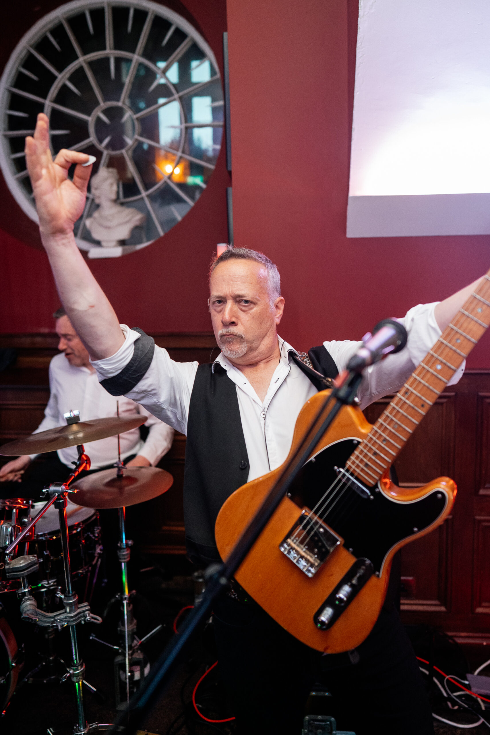 Wedding party dancing and live band on the dancefloor at Markree Castle