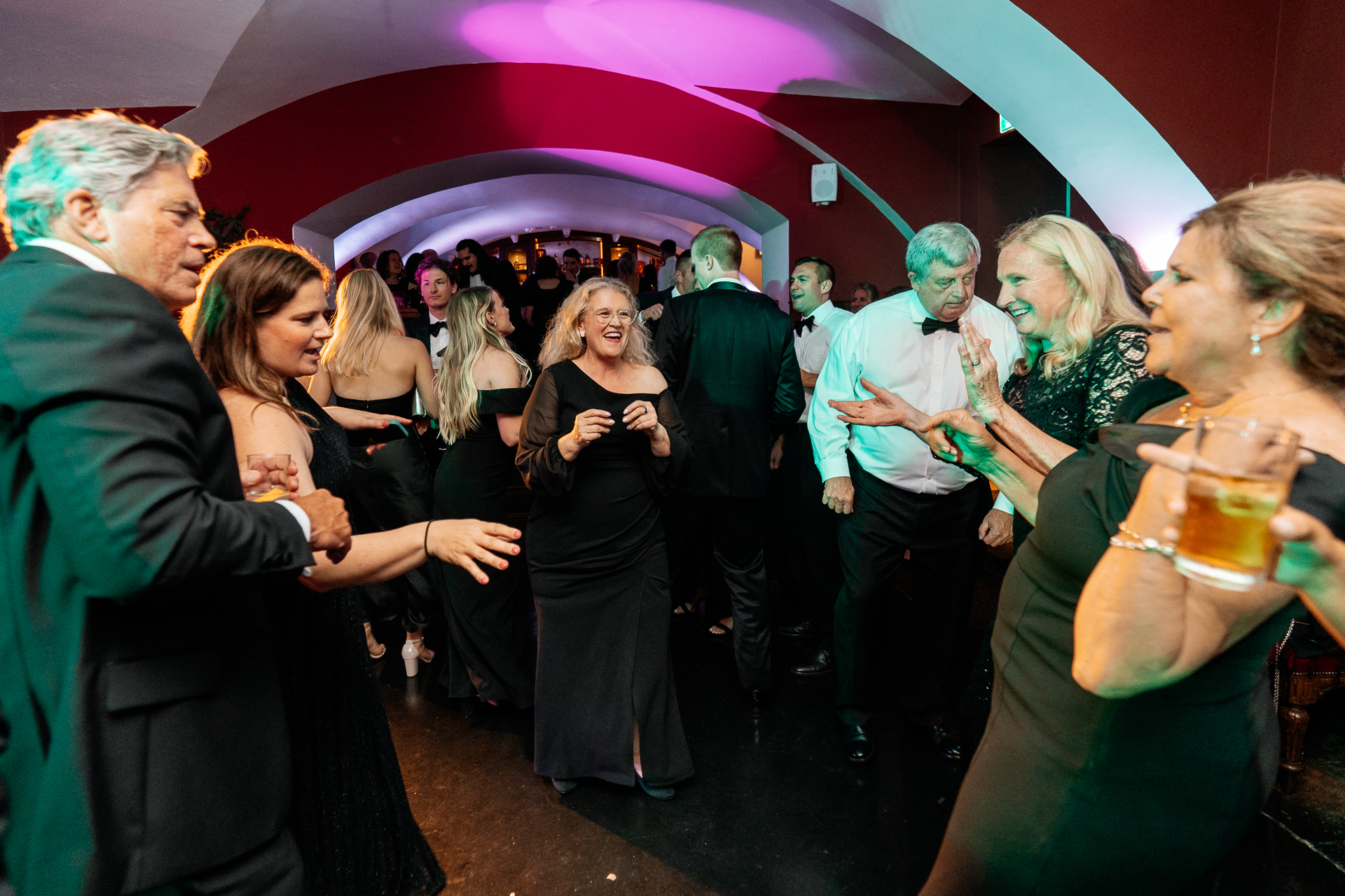 Wedding party dancing and live band on the dancefloor at Markree Castle