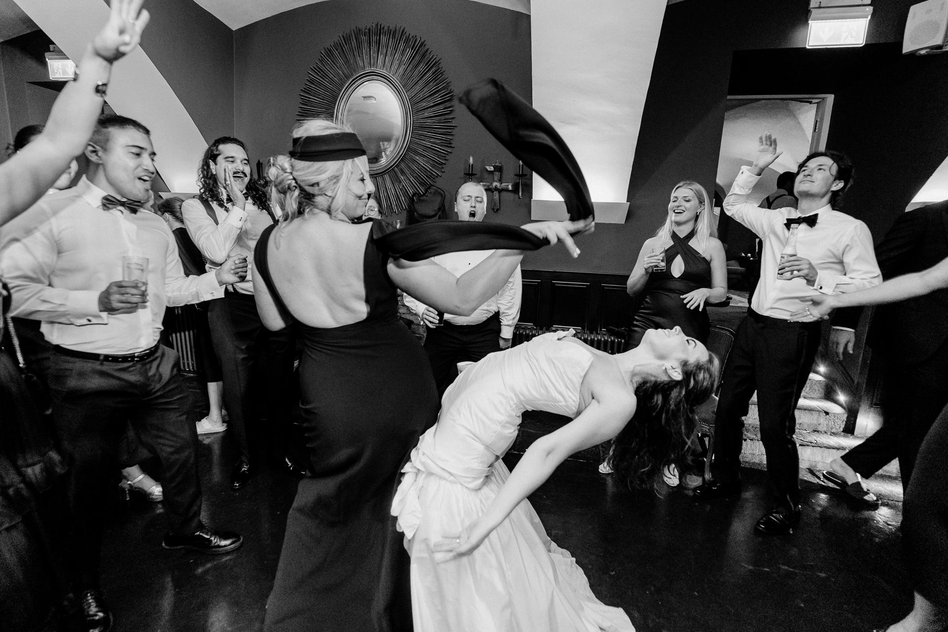 Wedding party dancing and live band on the dancefloor at Markree Castle