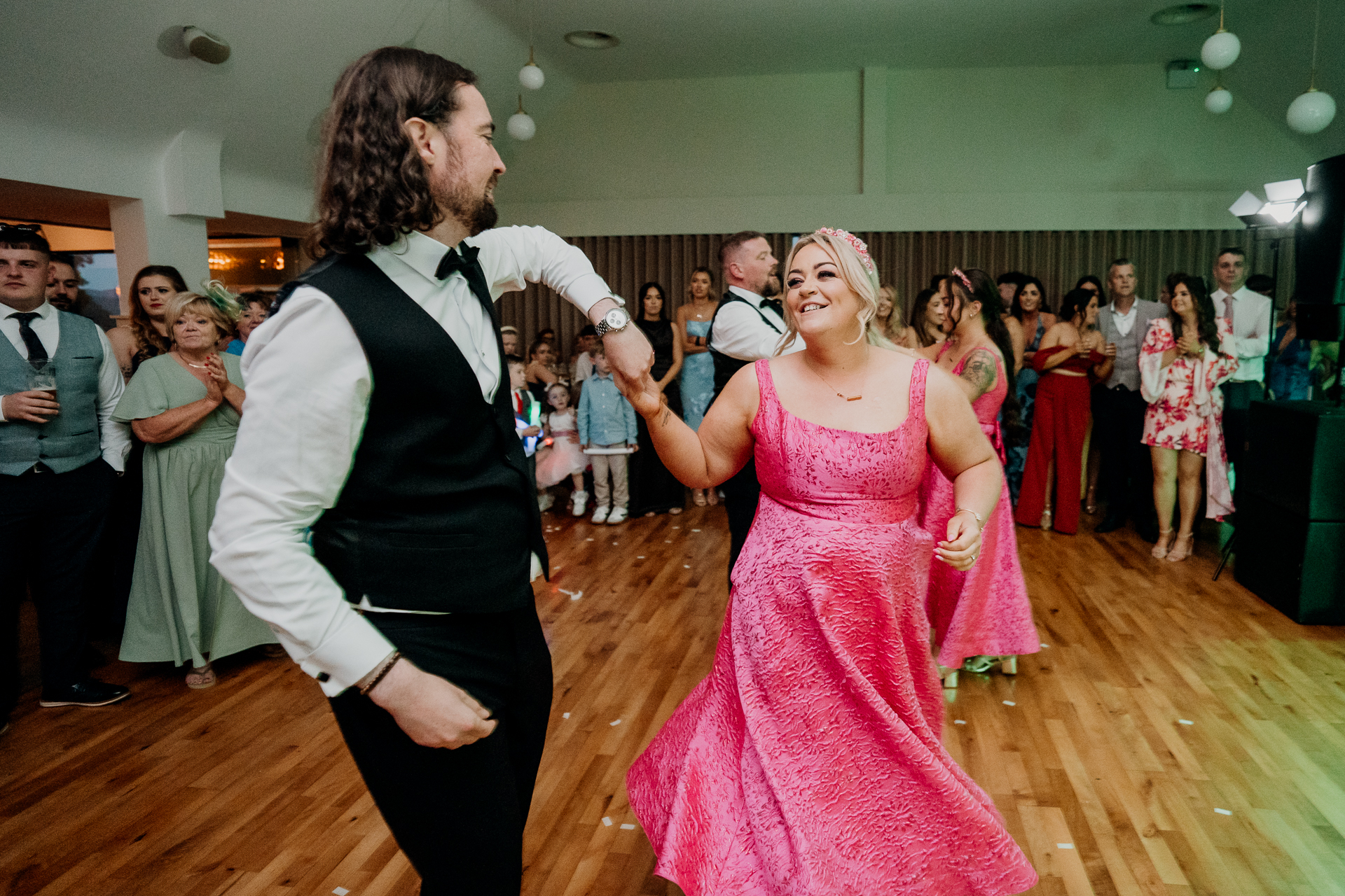 Castle Dargan wedding dance floor with Salon 2 Sligo bringing energy and joy