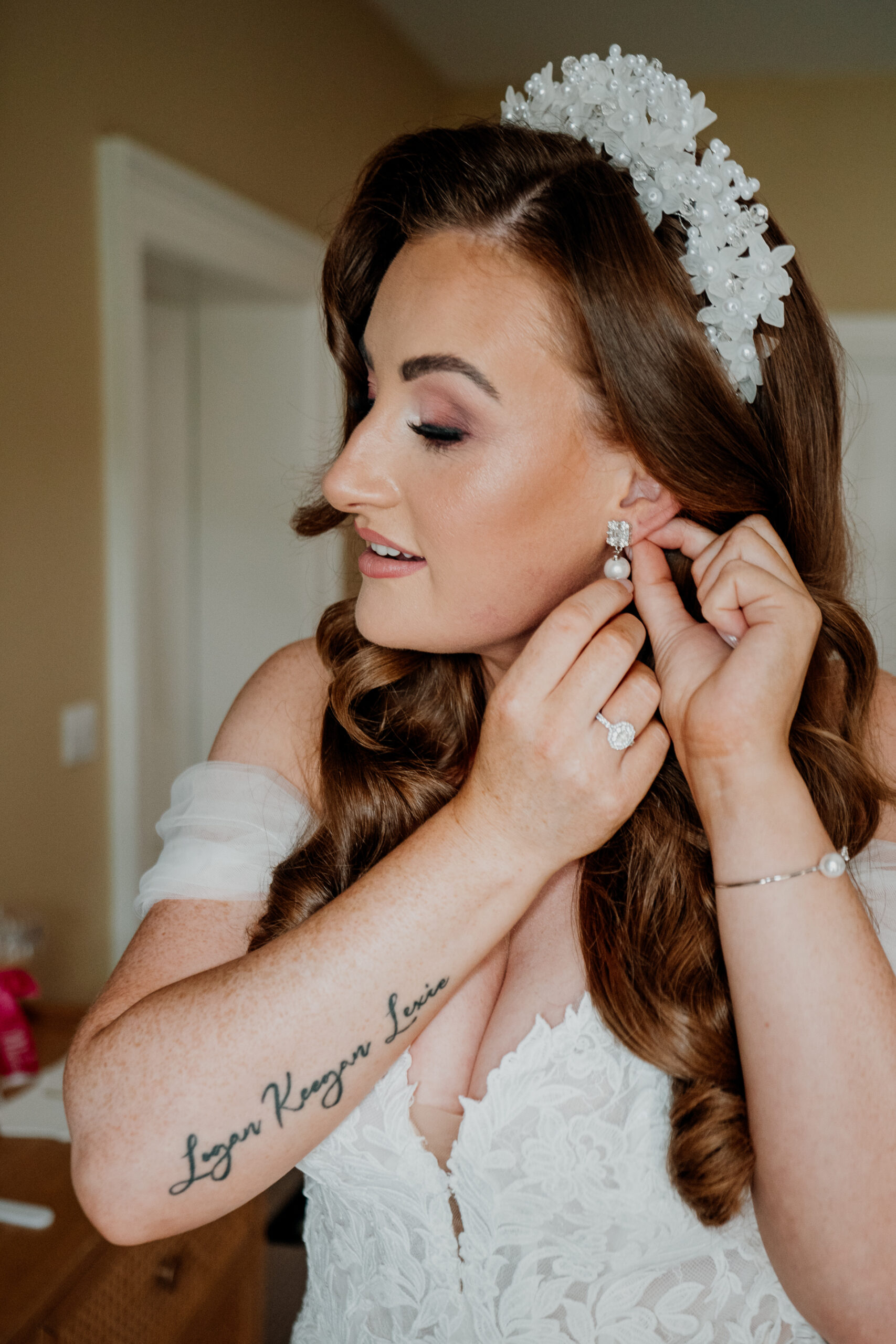 Bride getting ready at Castle Dargan Estate in Sligo – candid wedding preparations