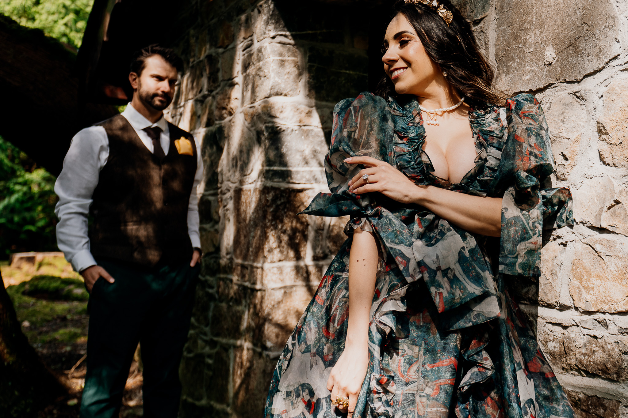 Couple in a boat at the Boathouse during a pre-wedding session at Markree Castle