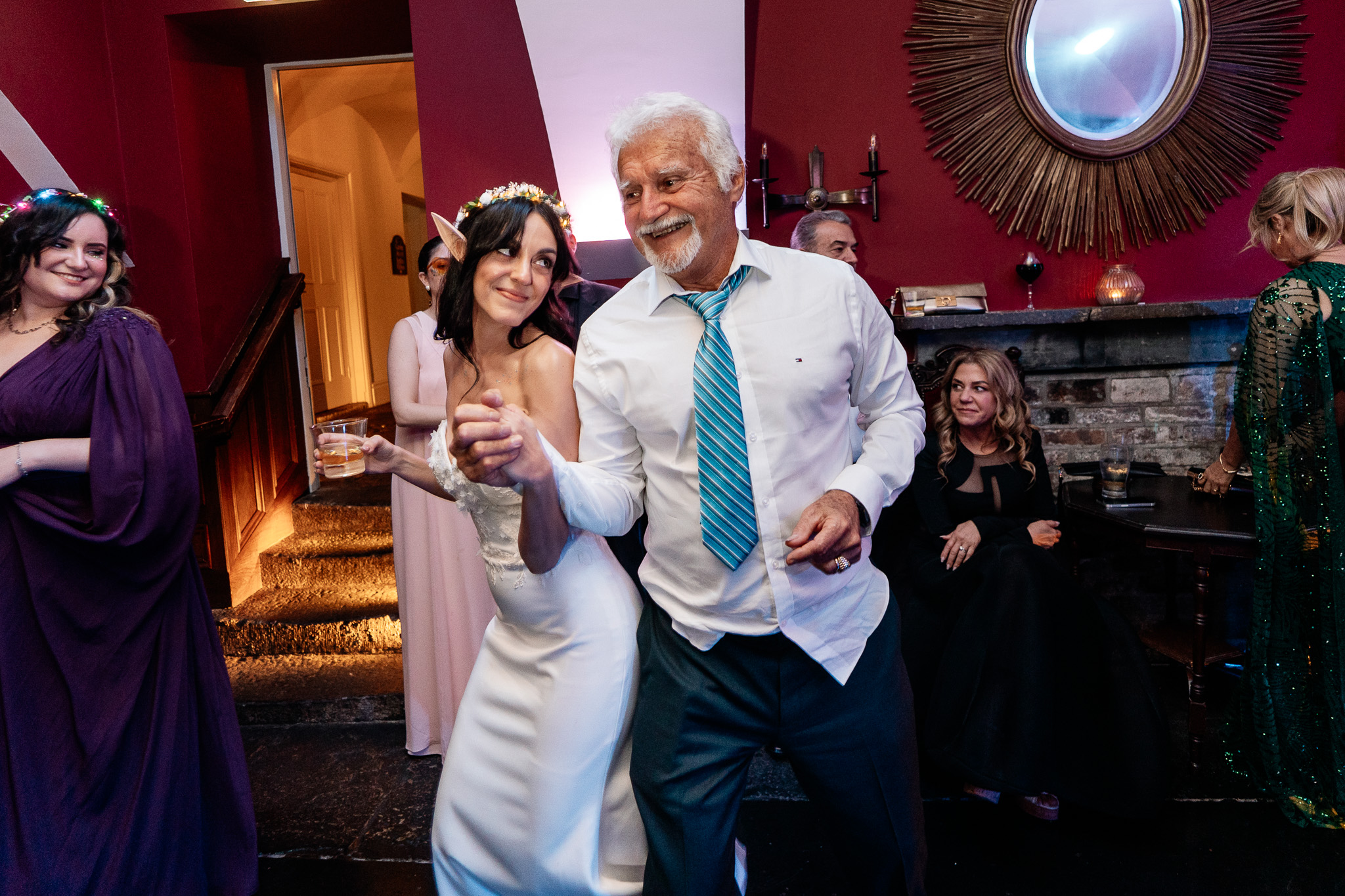Wedding guests dancing during the evening party at Markree Castle