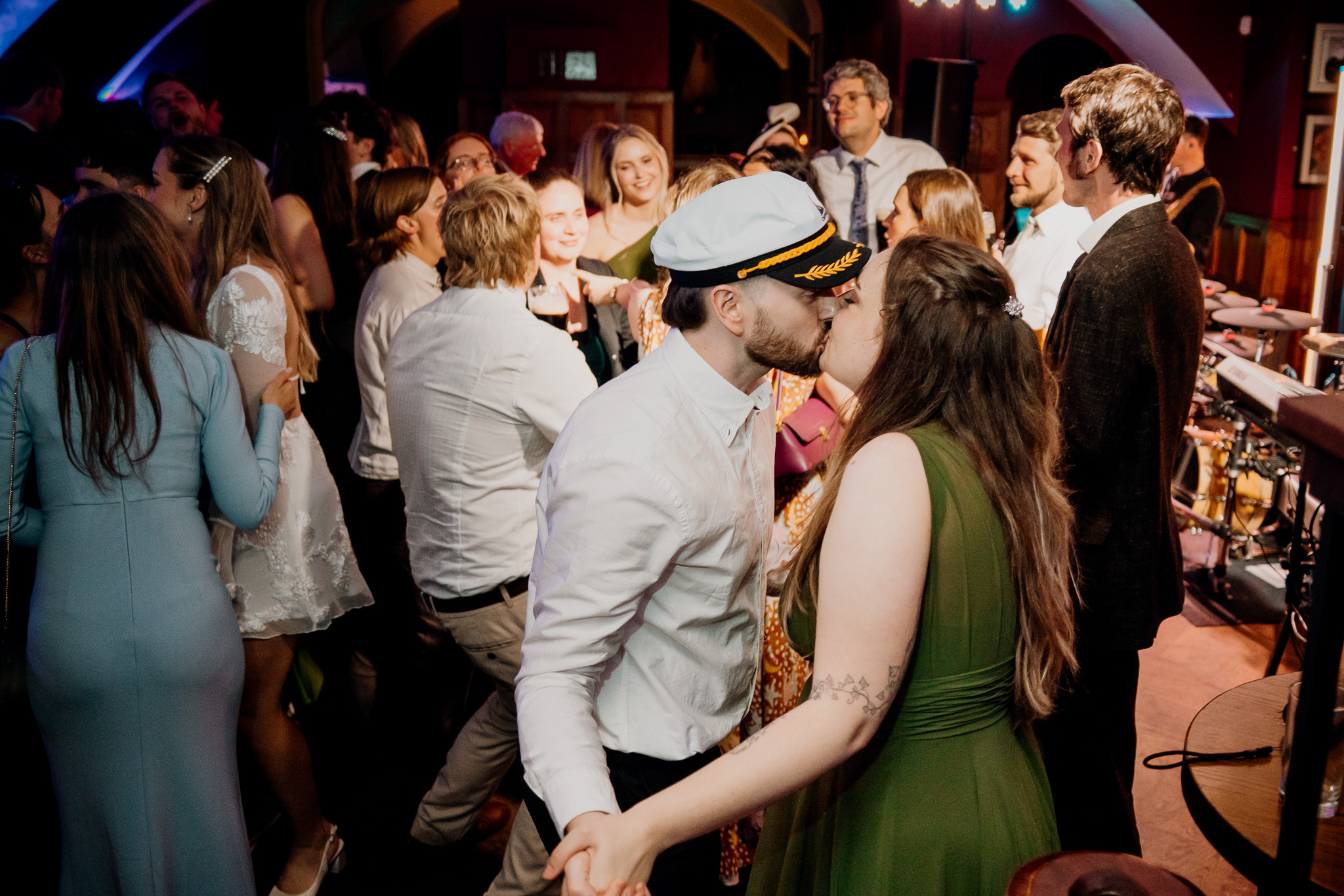 Wedding guests celebrating together on the dance floor at Markree Castle
