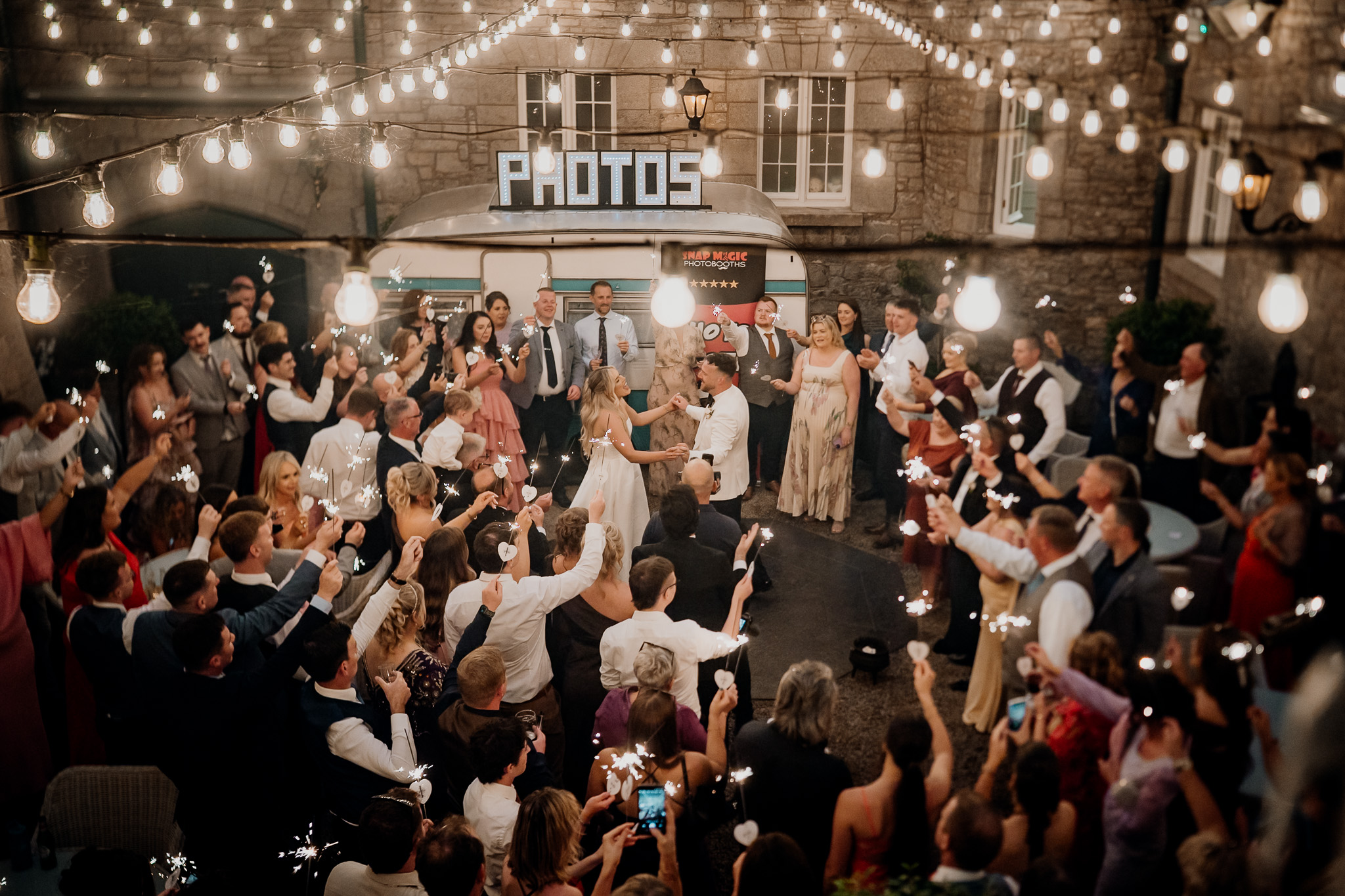 Wedding guests filling the dance floor during a Markree Castle reception