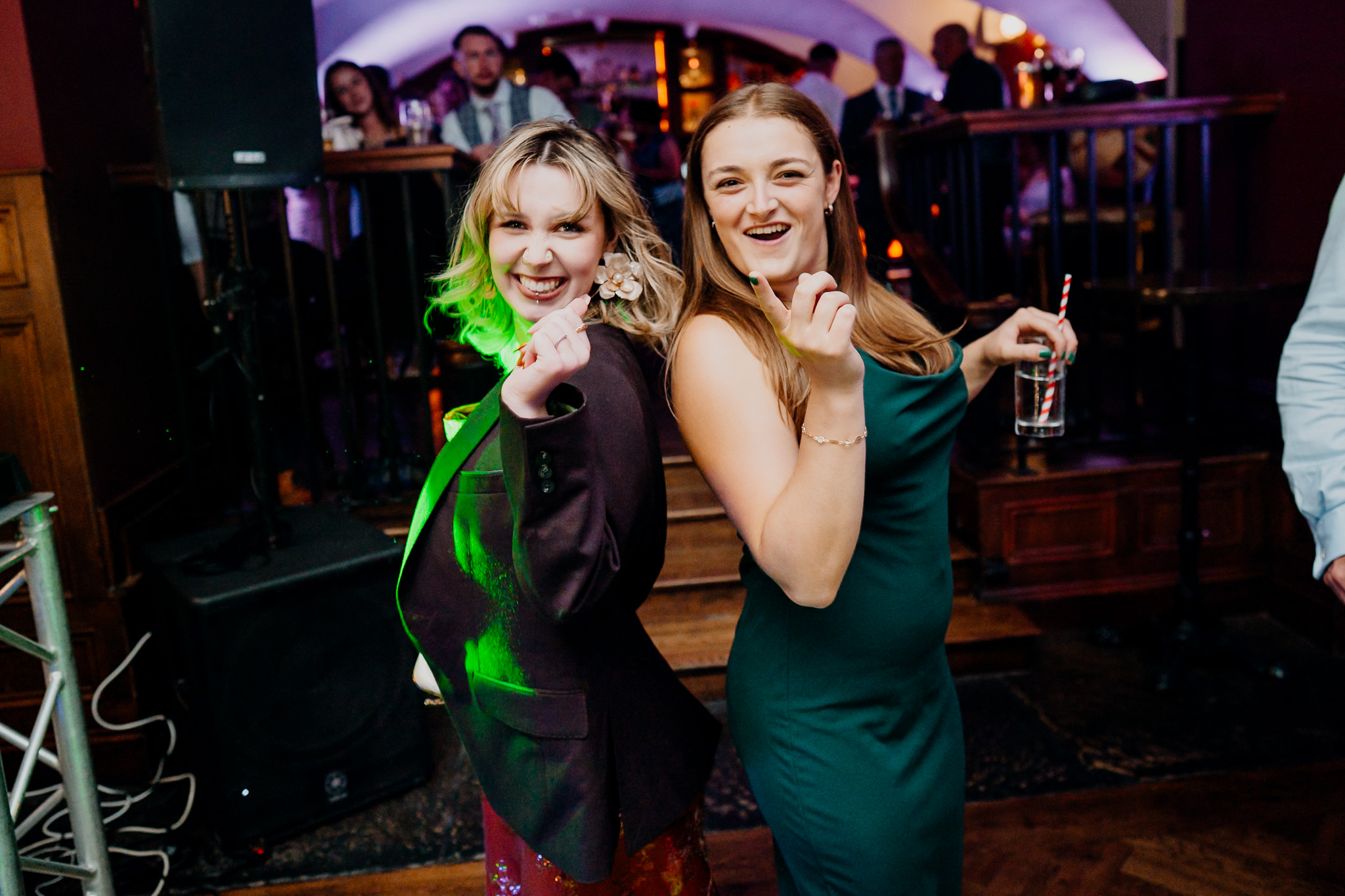 Wedding guests dancing and laughing together at Markree Castle