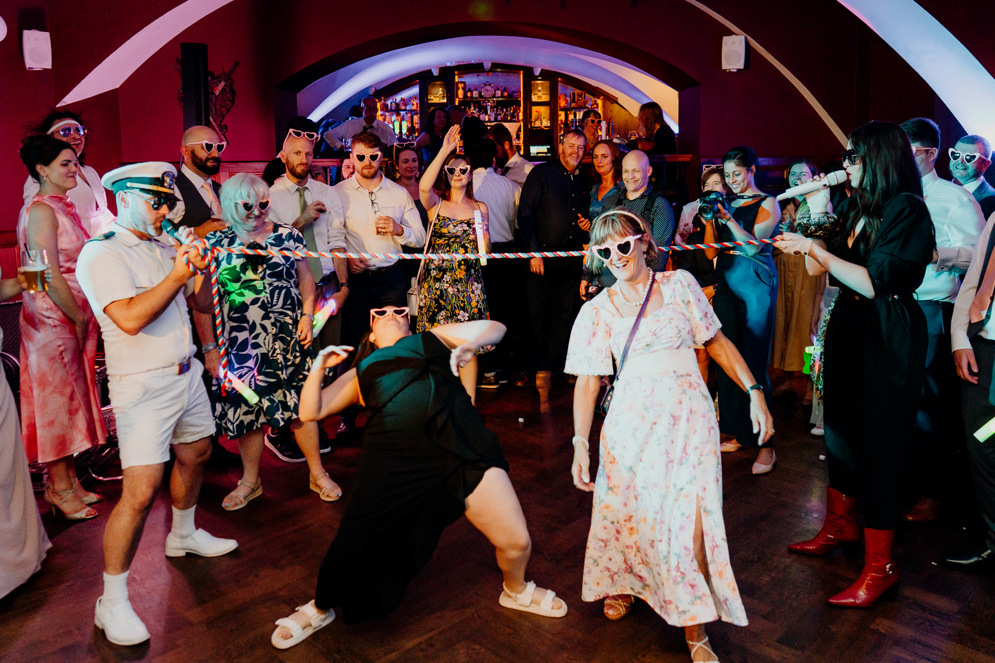 Wedding guests filling the dance floor during a Markree Castle wedding reception