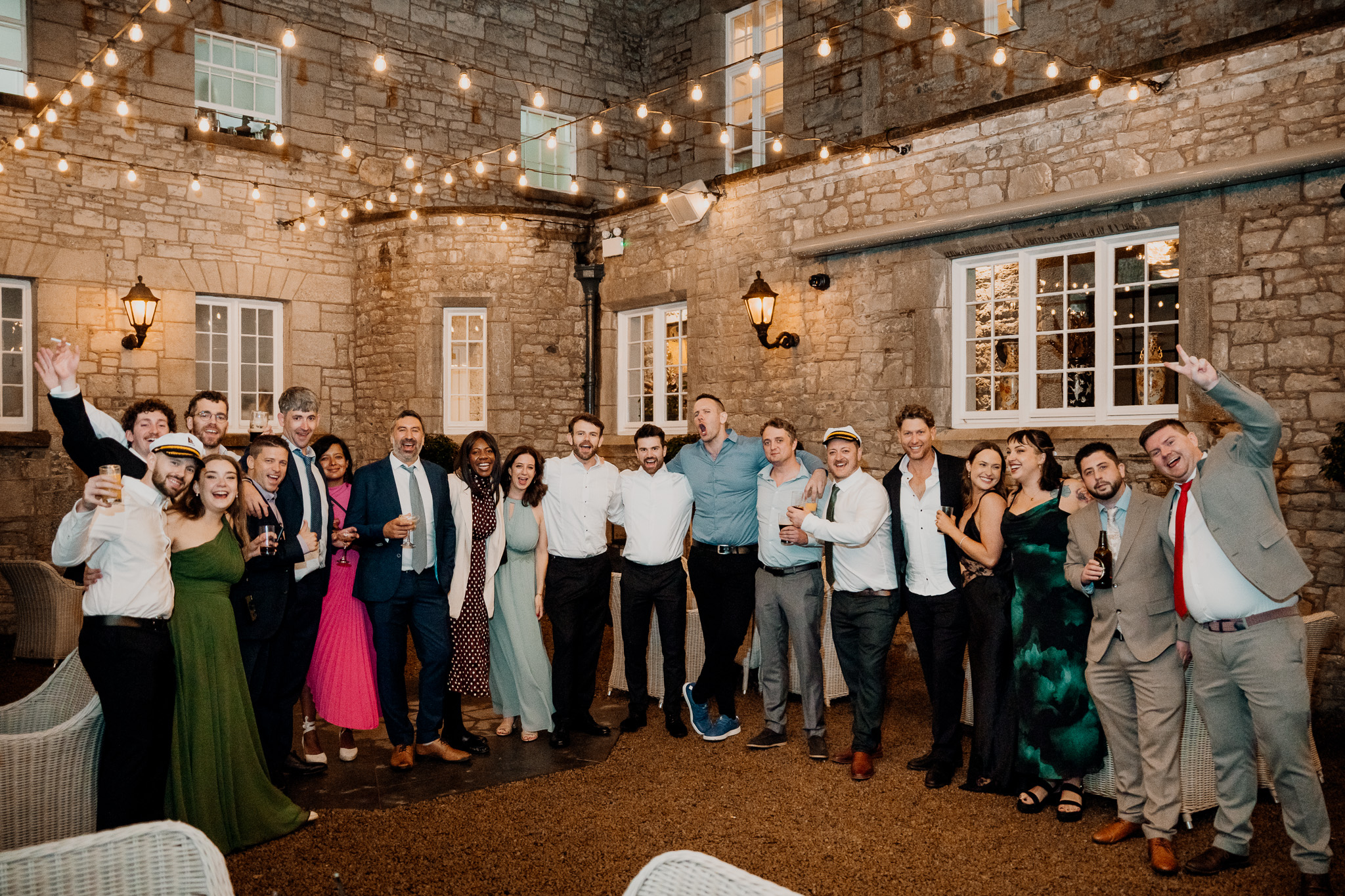 Wedding guests gathered around the dance floor at Markree Castle