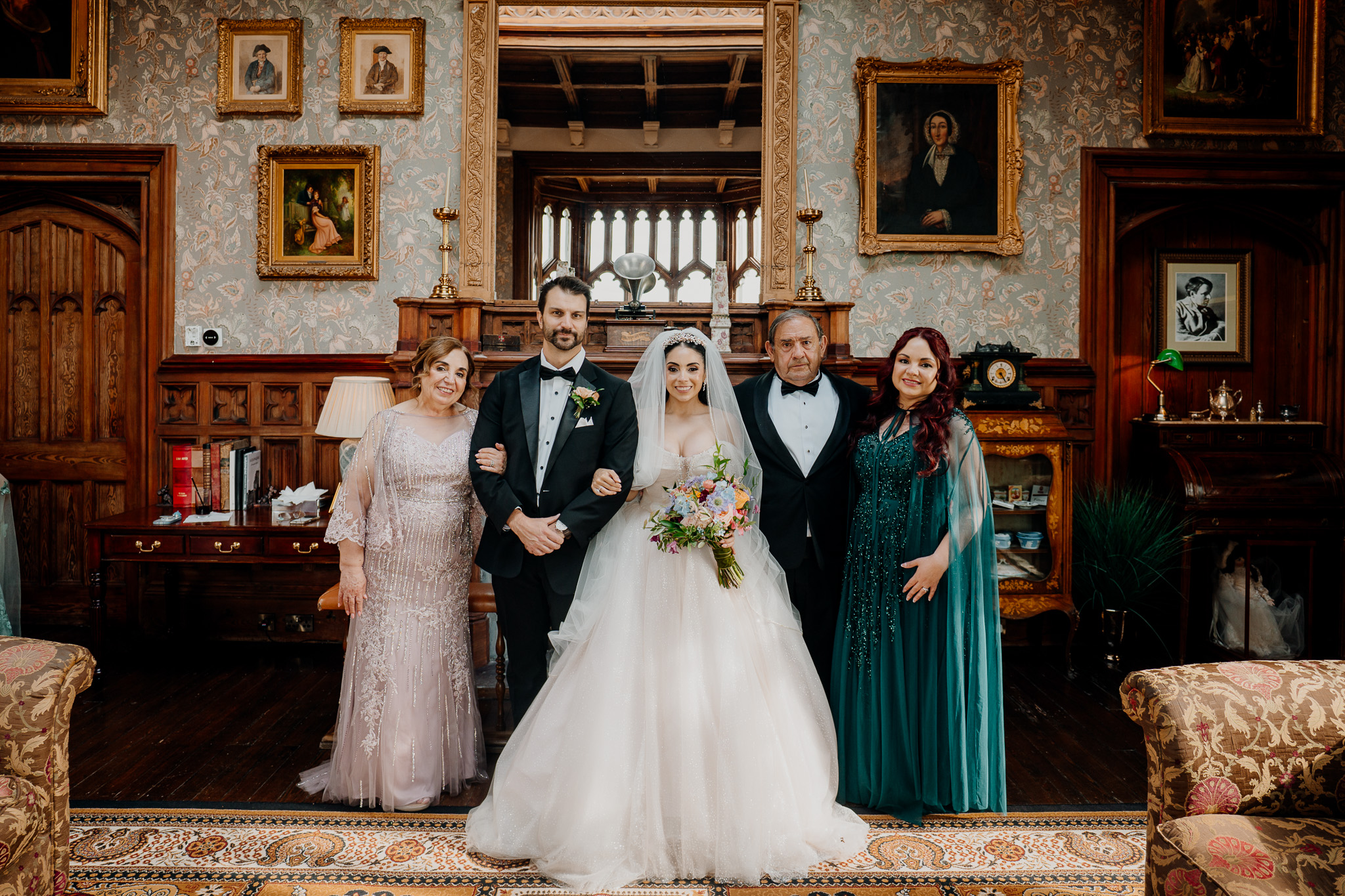 Family wedding photo at Markree Castle in County Sligo