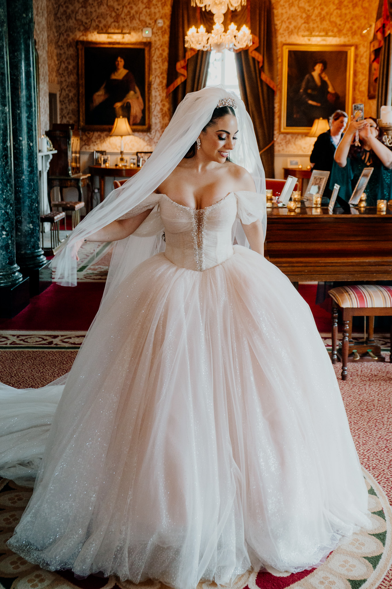 Bride walking to her first look at Markree Castle
