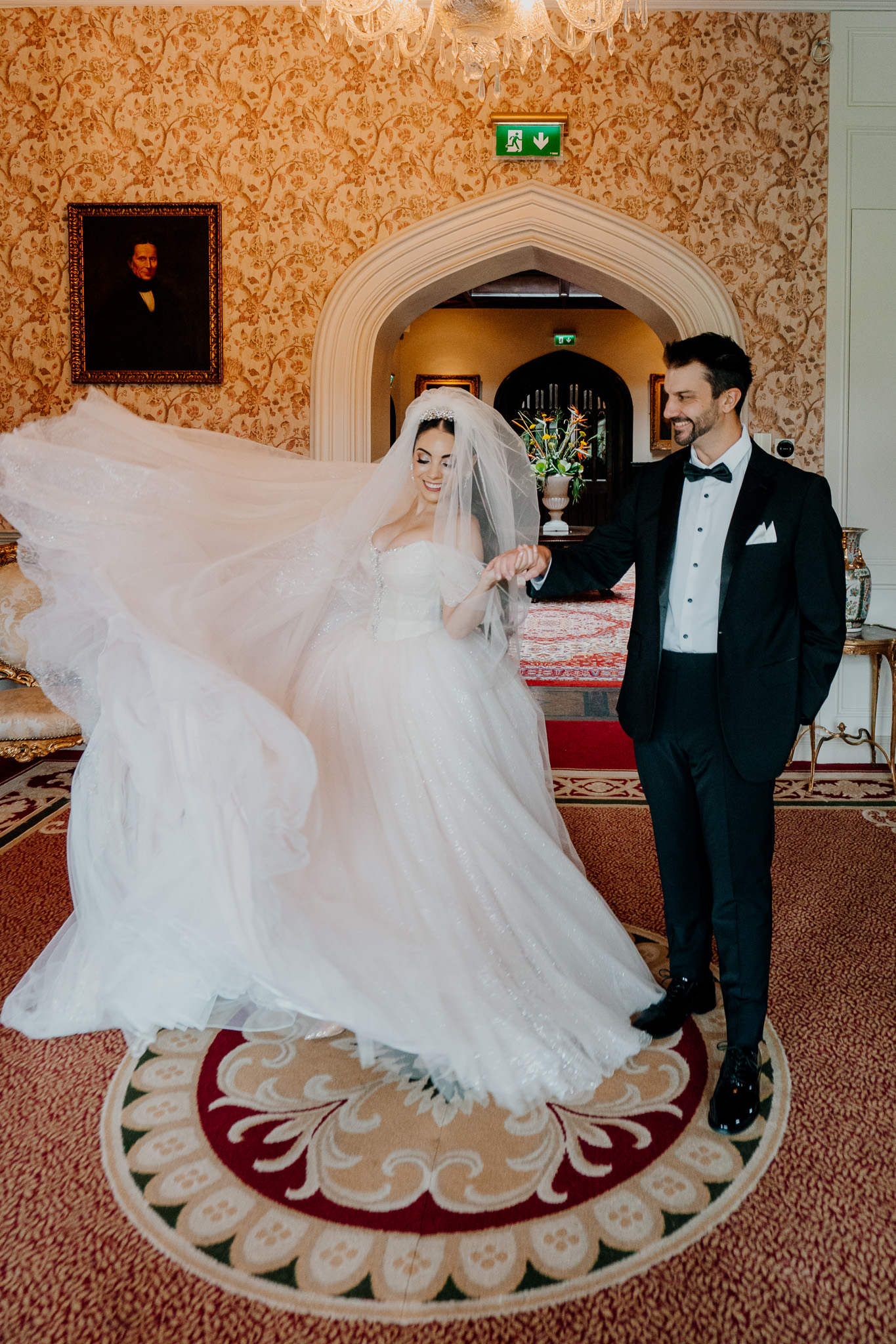 Bride and groom together after their first look at Markree Castle