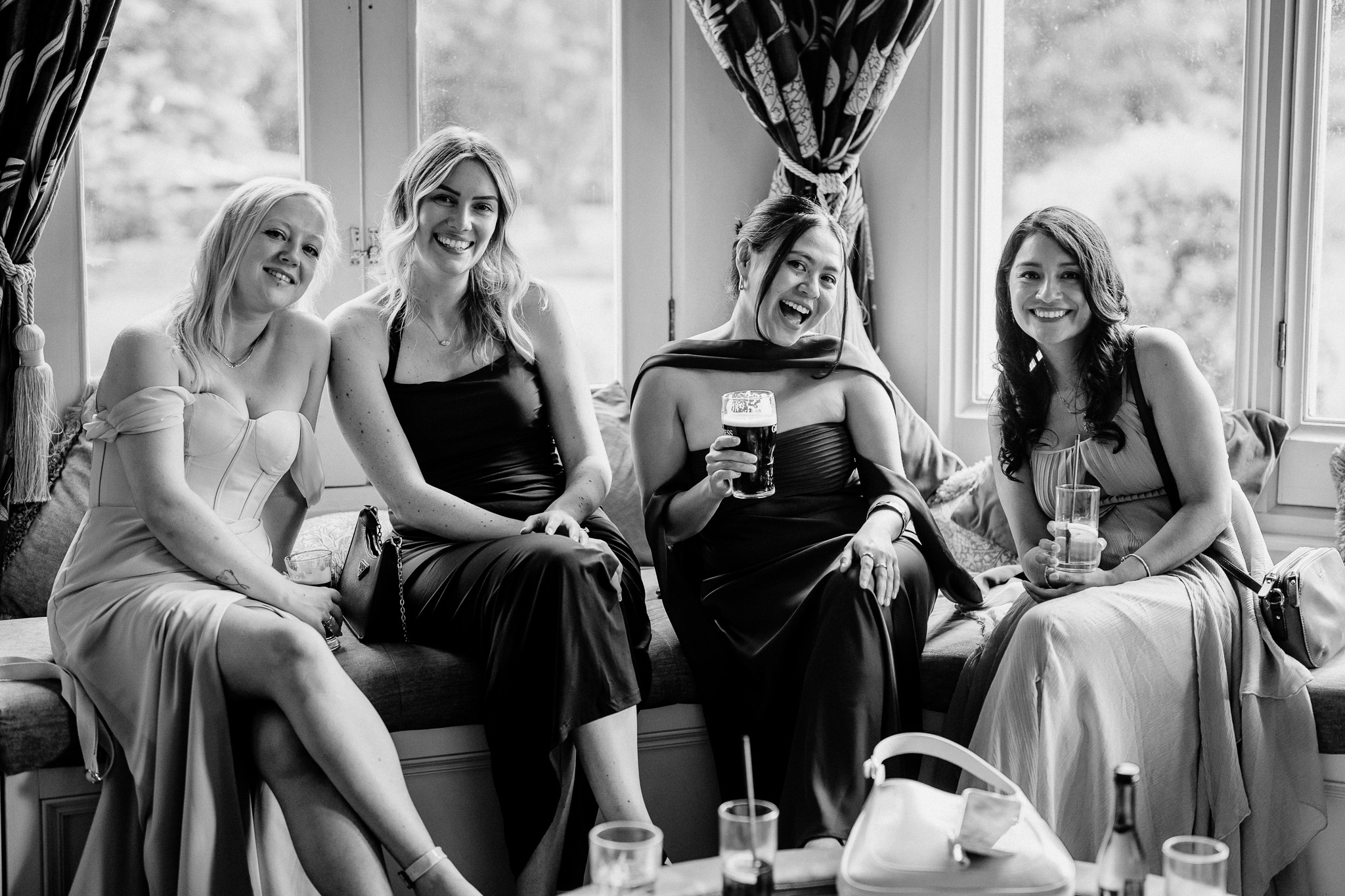 Candid moment between wedding guests at Markree Castle