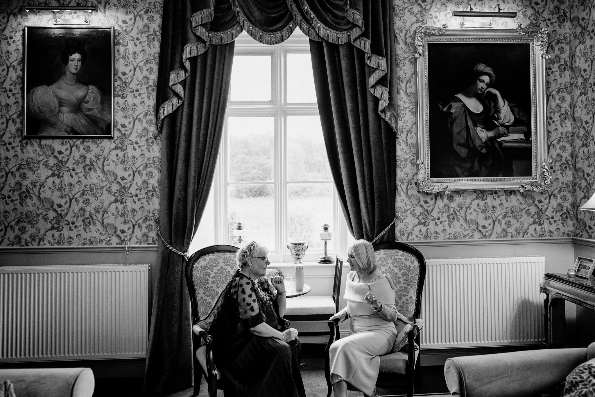 Candid wedding guests during the reception at Markree Castle
