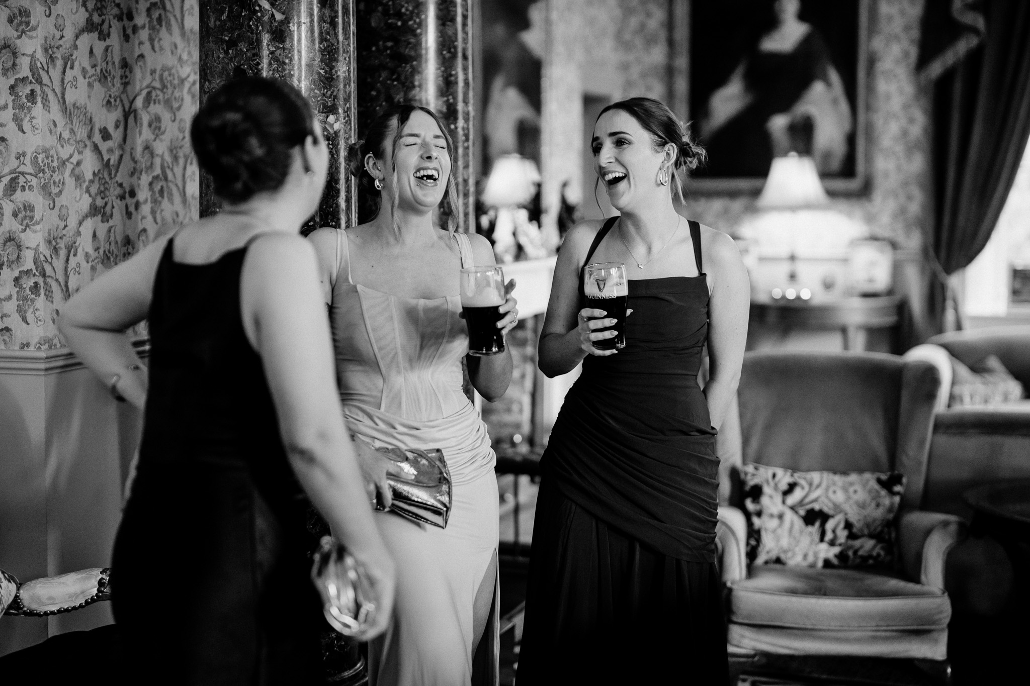 Wedding guests talking together at a Markree Castle wedding
