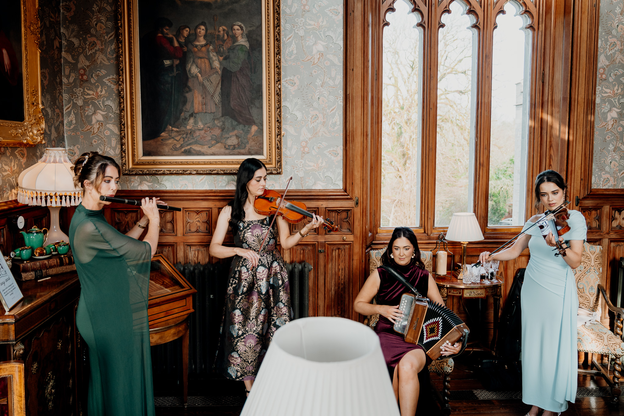 Wedding guests talking together at a Markree Castle wedding