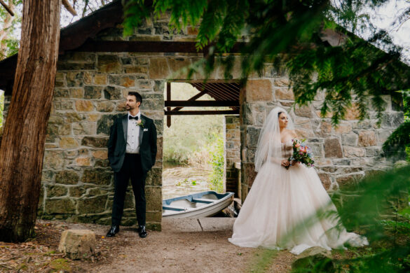 Bride and groom wedding portrait at the Boathouse at Markree Castle