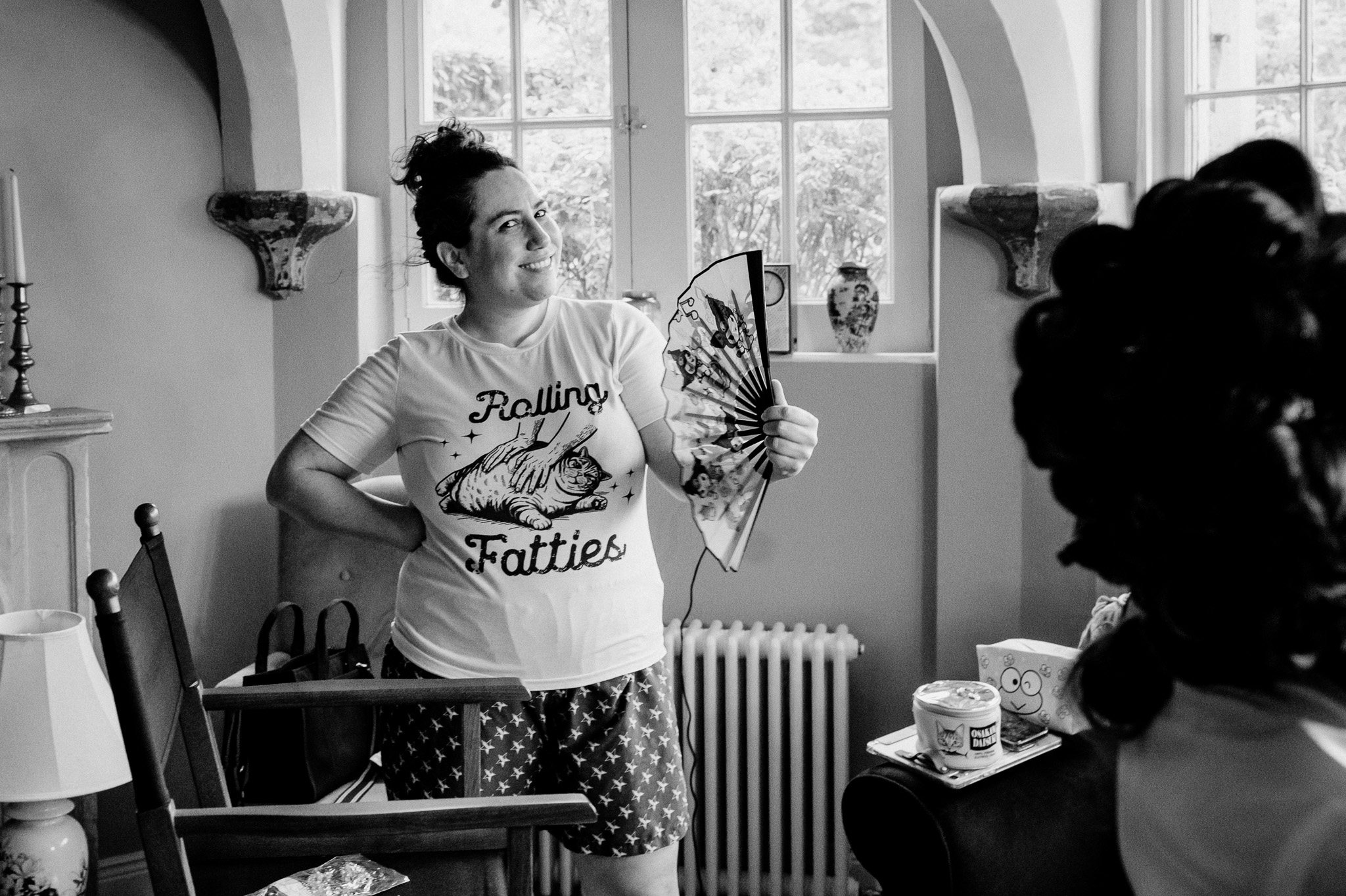 Bride during wedding morning preparations at Markree Castle