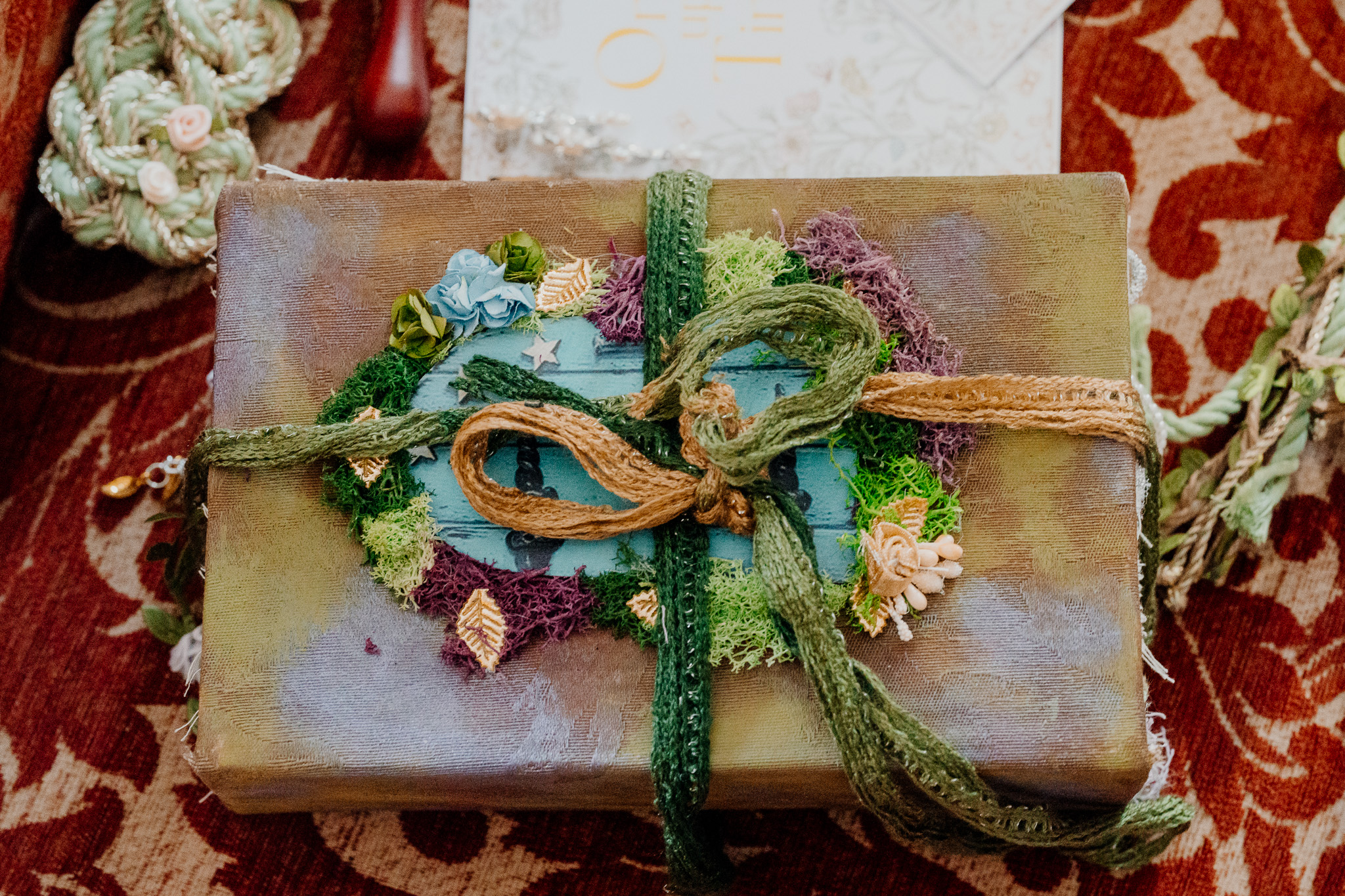 Colourful fantasy themed wedding accessories at Markree Castle