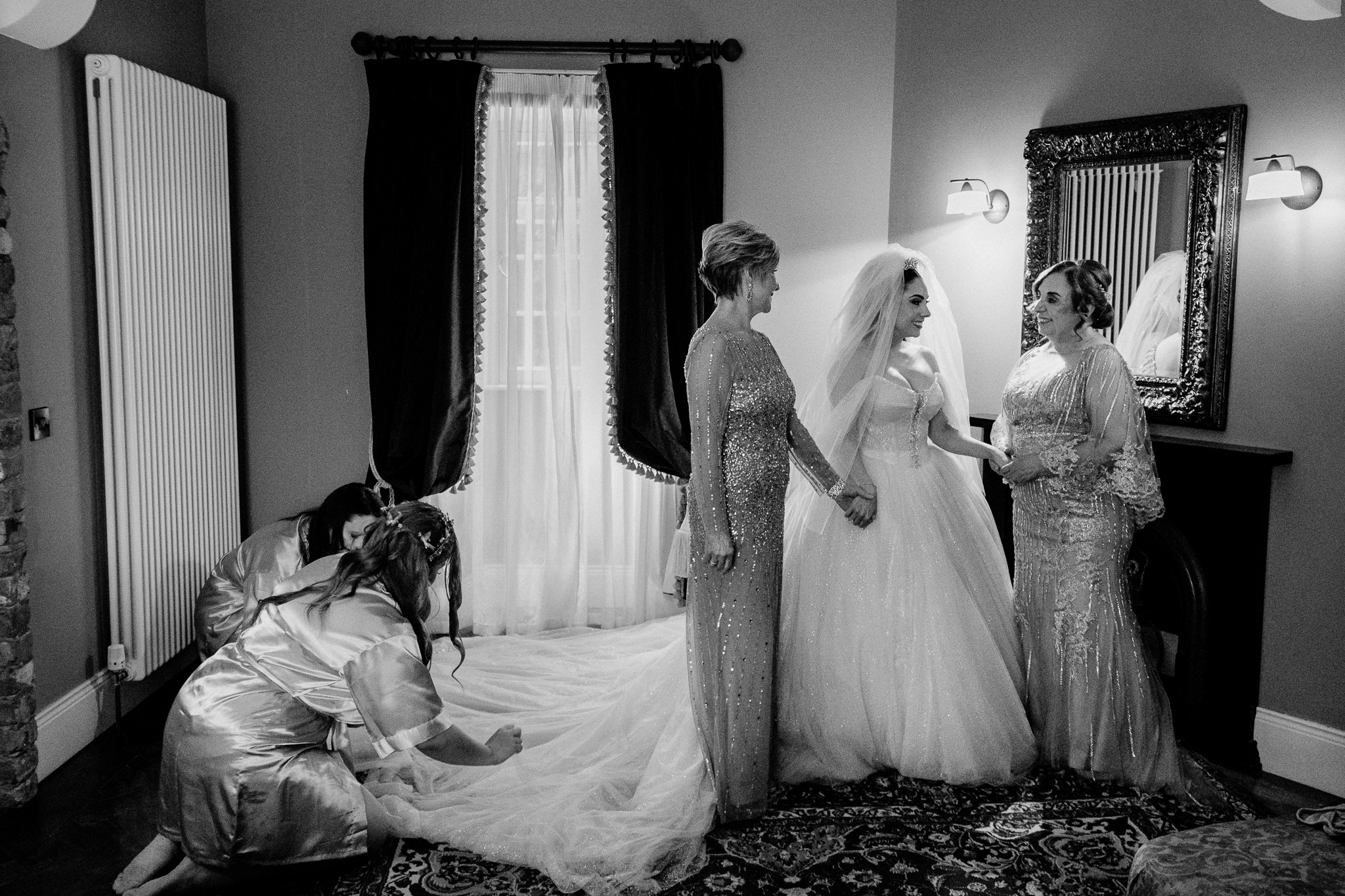 Bride getting ready in the Bridal Suite at Markree Castle