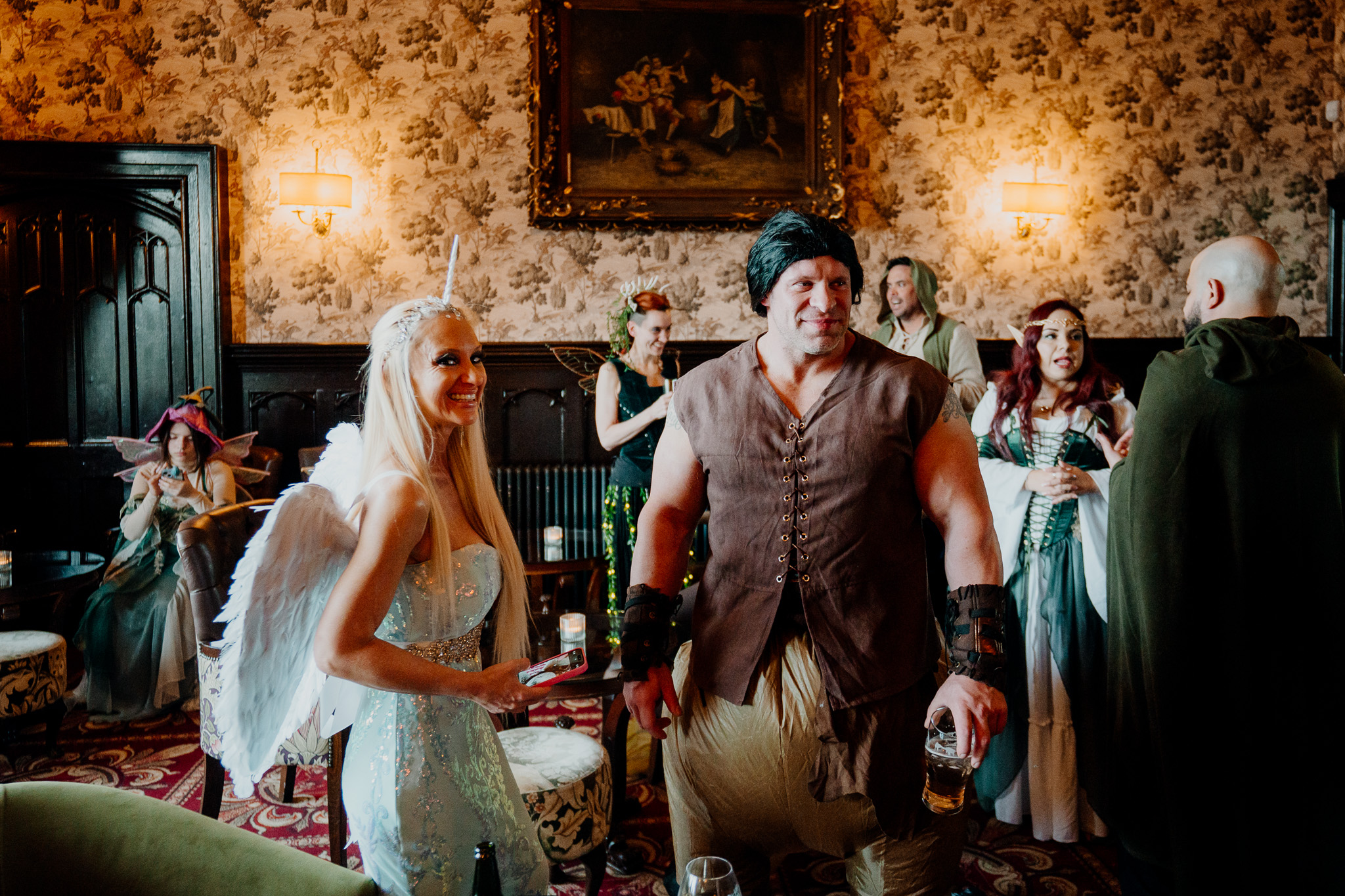 Wedding rehearsal dinner guests celebrating at Markree Castle in Ireland