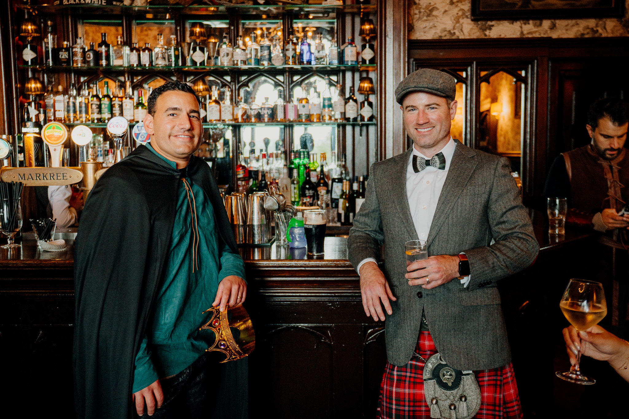 Guests celebrating during a Markree Castle wedding rehearsal dinner