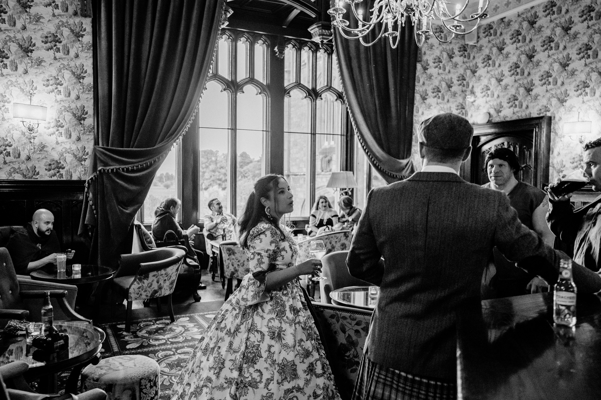 Wedding guest during a rehearsal dinner celebration at Markree Castle