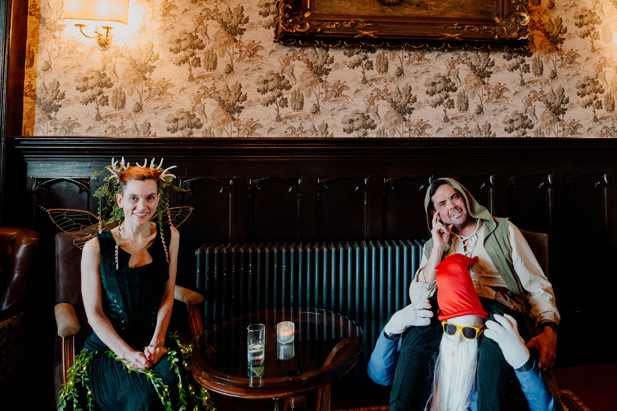 Wedding guests enjoying a rehearsal dinner at Markree Castle in Ireland
