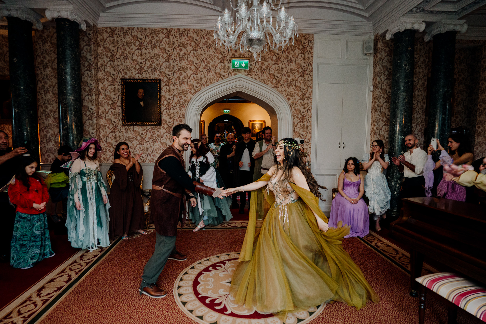 Wedding rehearsal dinner with family and friends at Markree Castle
