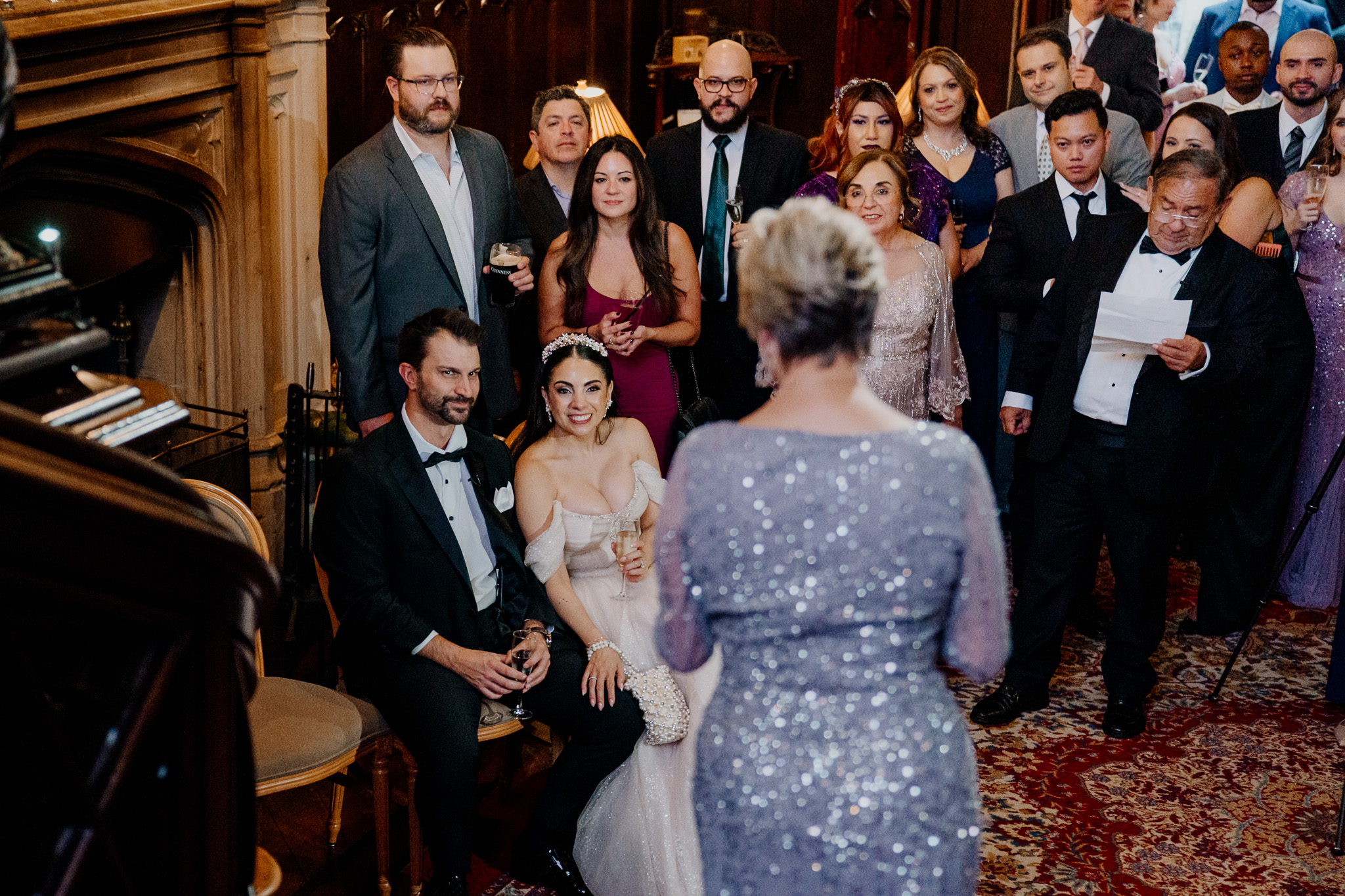 Wedding speech on the grand staircase at Markree Castle