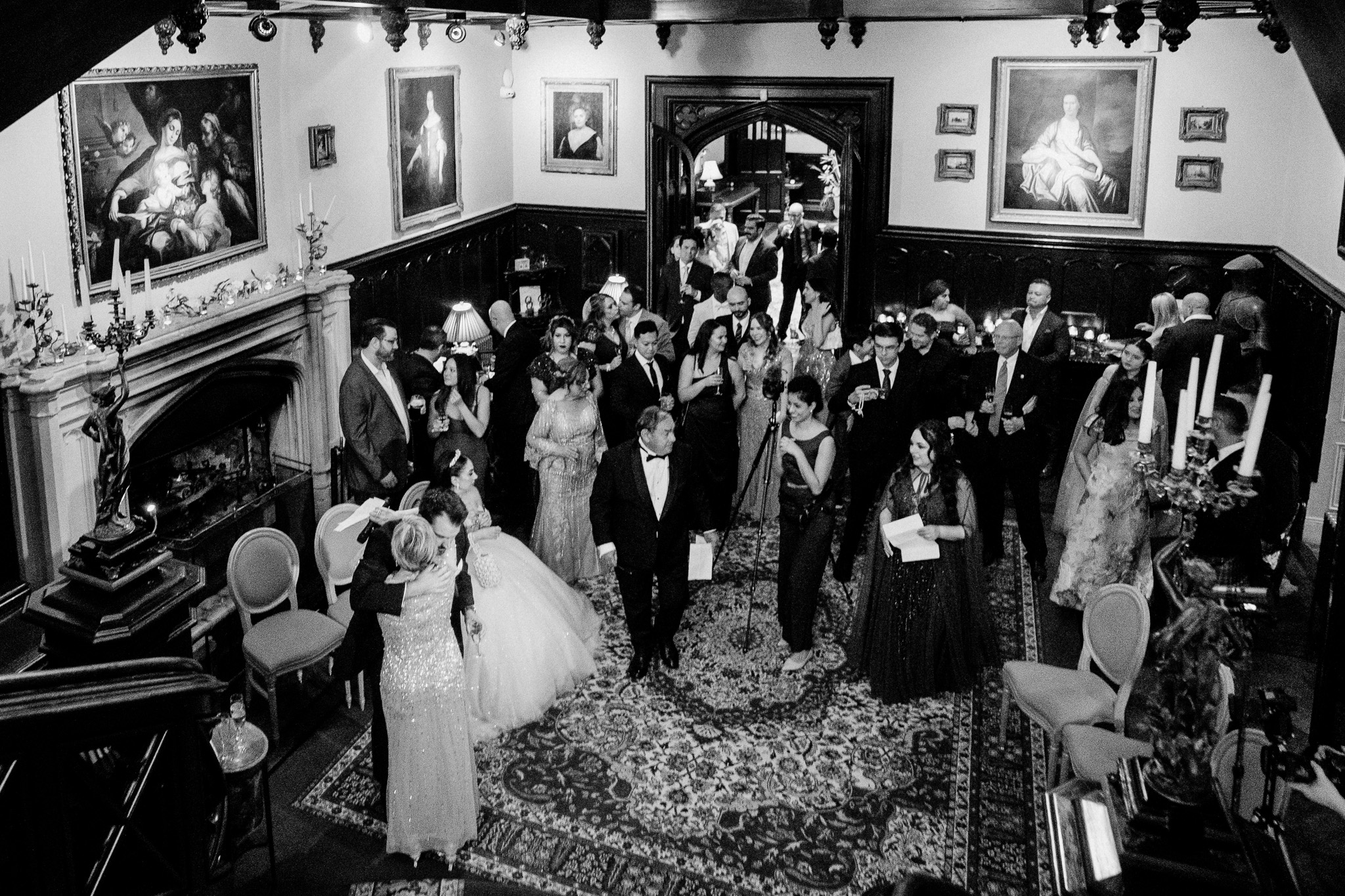 Guests laughing during wedding speeches at Markree Castle