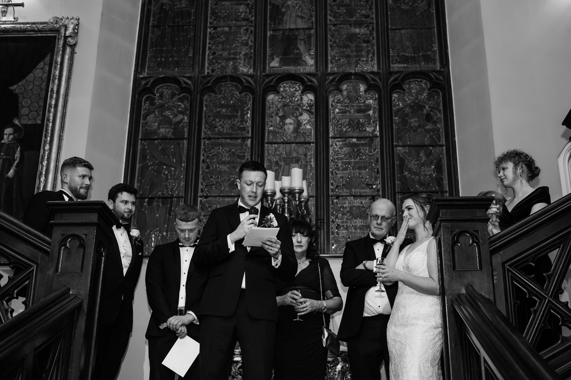 Wedding speeches and guests inside Markree Castle