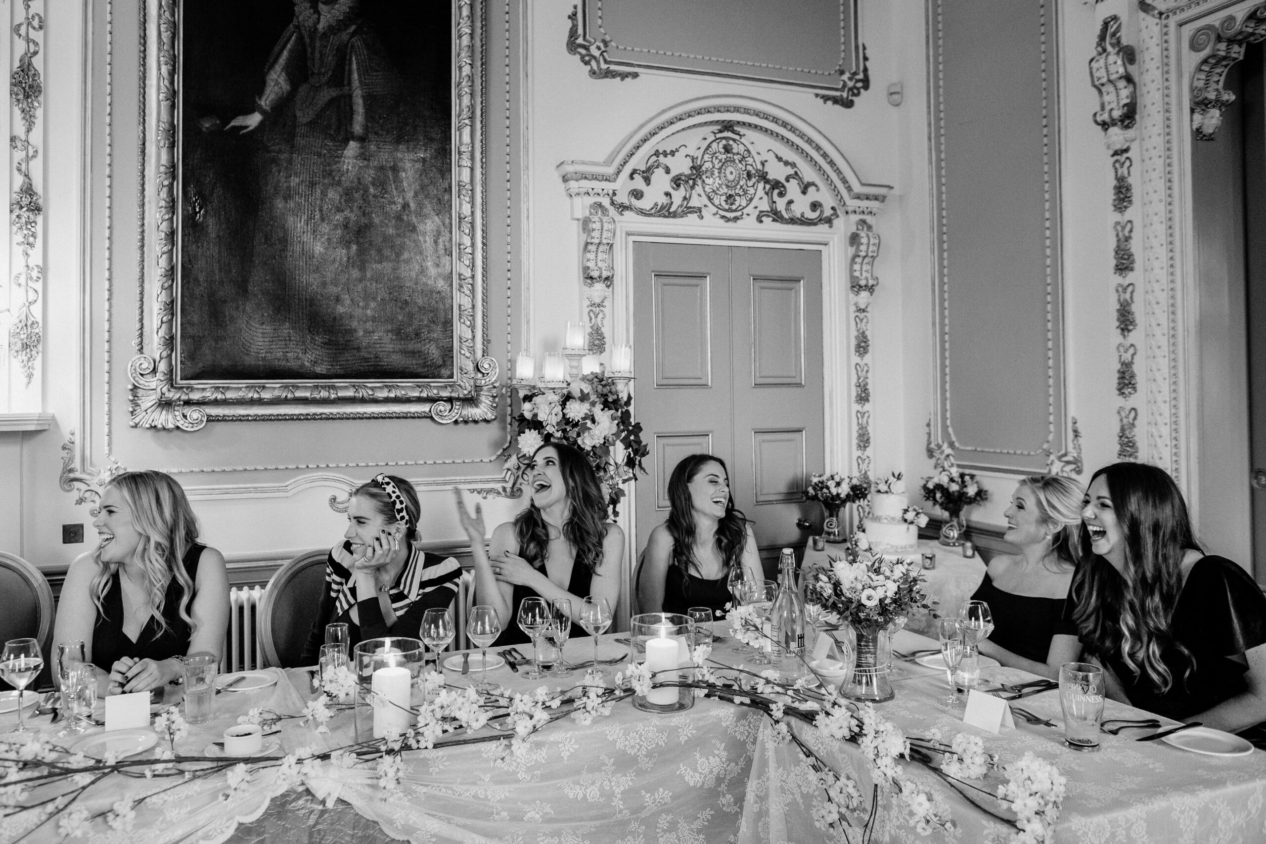 Wedding speech and guests inside the reception room at Markree Castle