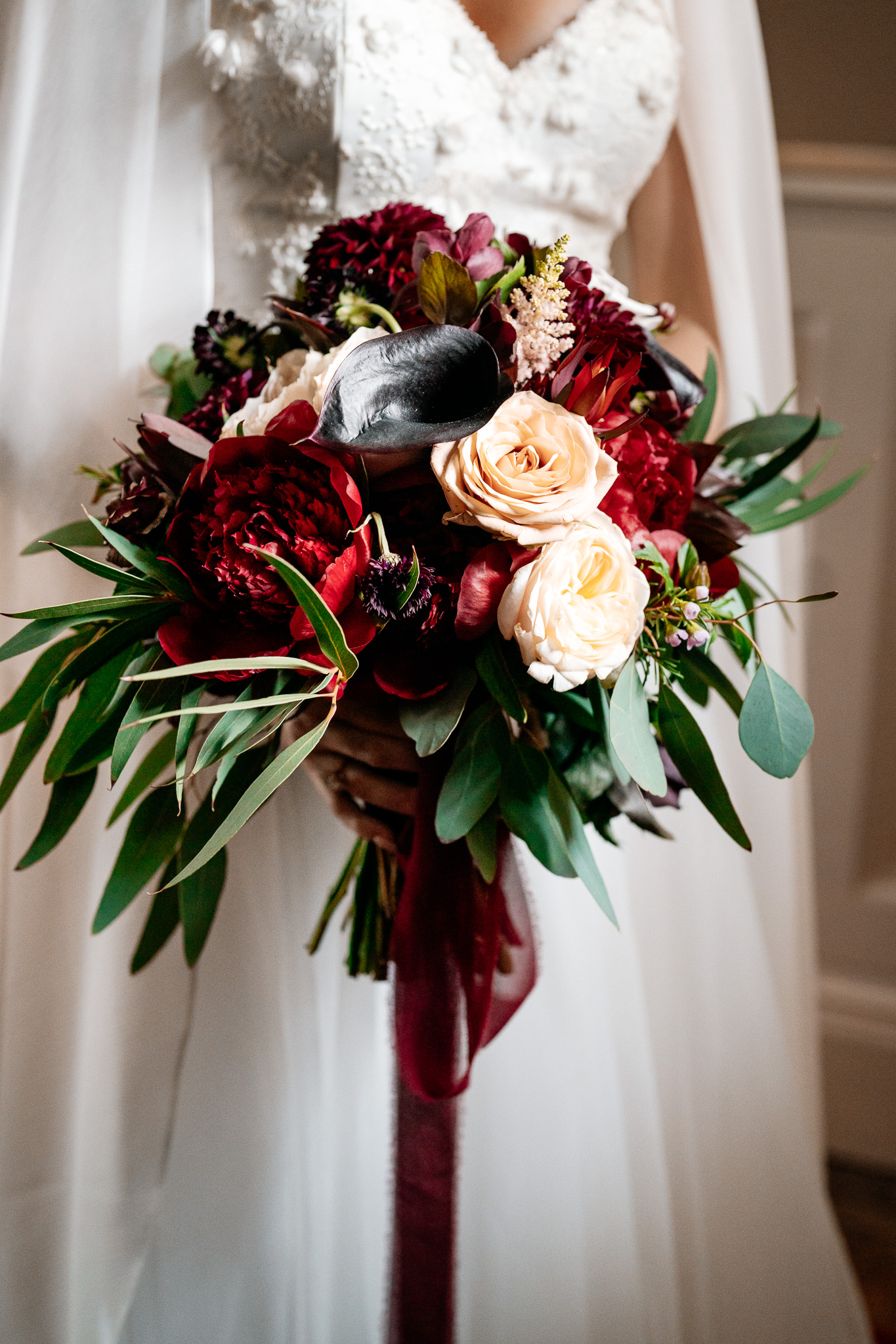 Colourful bridal bouquet photographed during a Markree Castle wedding