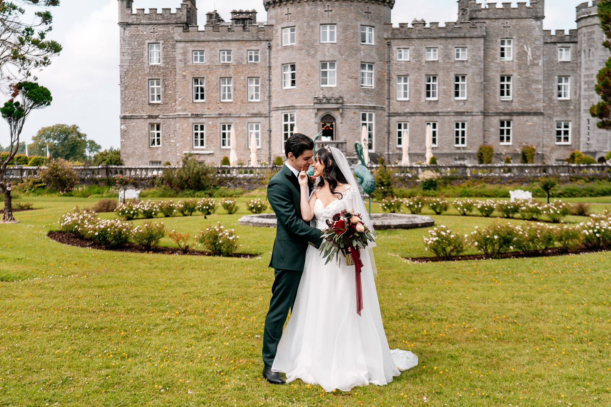 Bride and groom portrait with Markree Castle in the background